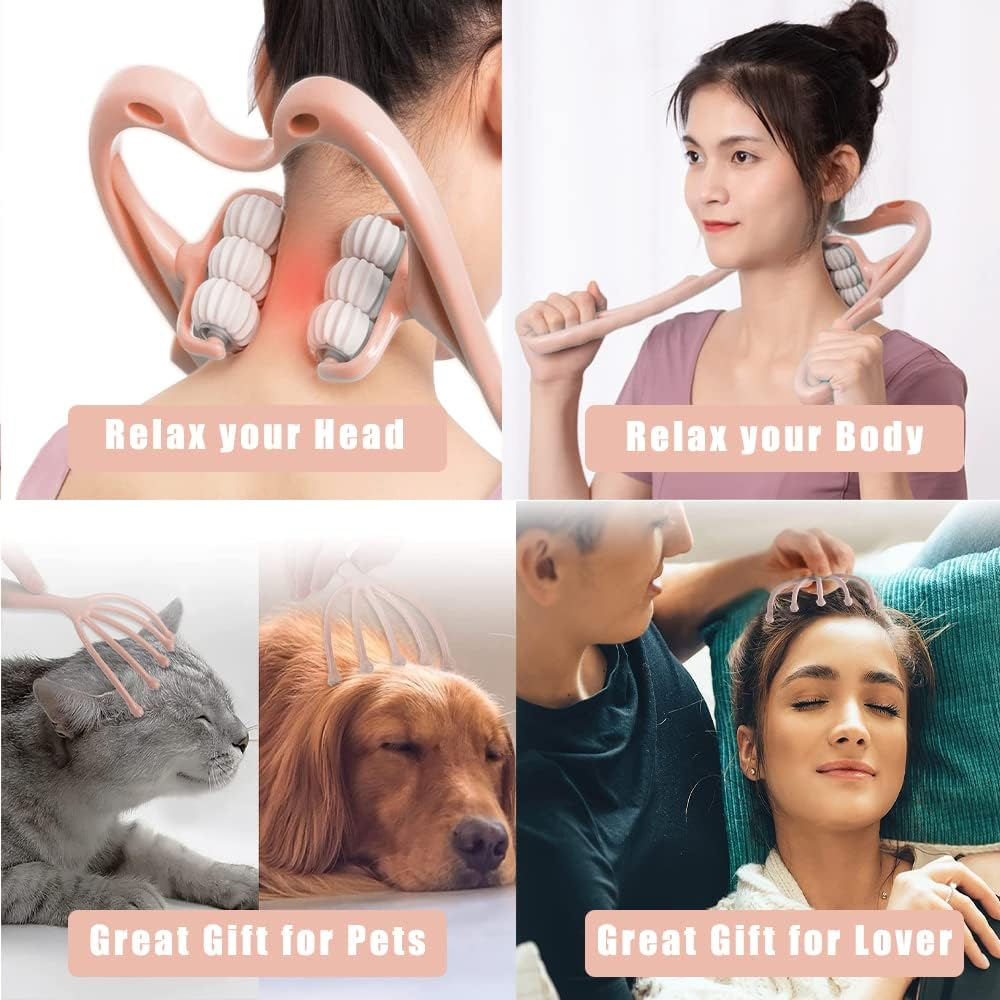 Neck Massager, Trigger Point Roller Massager for Pain Relief Deep Tissue Handheld Shoulder Massager Tool with 6 Balls Massage Point Suitable for Legs Waist Neck and Shoulder Relaxer (Pink) image number 5