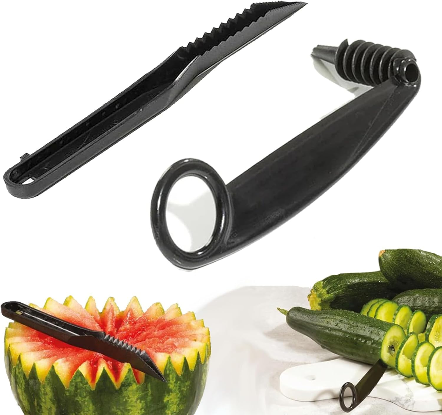 Xiaaofea V-Shaped Spiral Cutter & Slicer for Vegetables and Fruits, Serrated Spiralizer Blade Creates Decorative Patterns for Potato, Cucumber, Easy Use Kitchen Gadget Small Tools