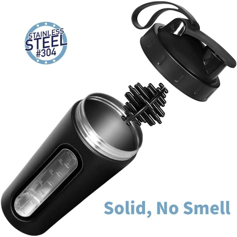 800Ml (28Oz) Stainless Steel Protein Shaker Bottle with Mixing Ball | Visible Window | Carrying Loop | Leak Proof | BPA Free | 2018 New Model | 2 Colors image number 4