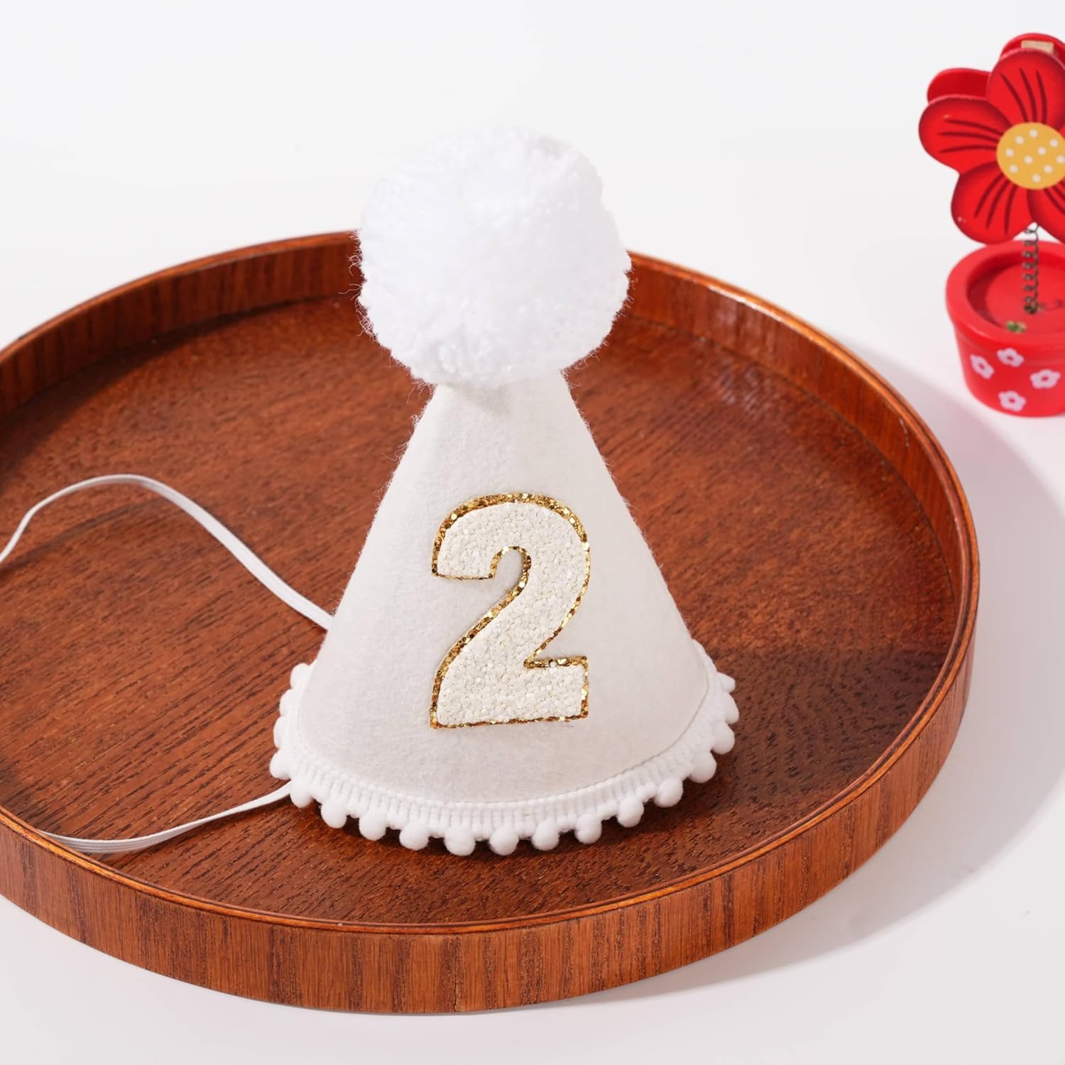 BOOMPA Boho 1St Birthday Celebration Hat - Boho 1St Birthday Conical Cap - Natural Boho First Birthday Decorations image number 2