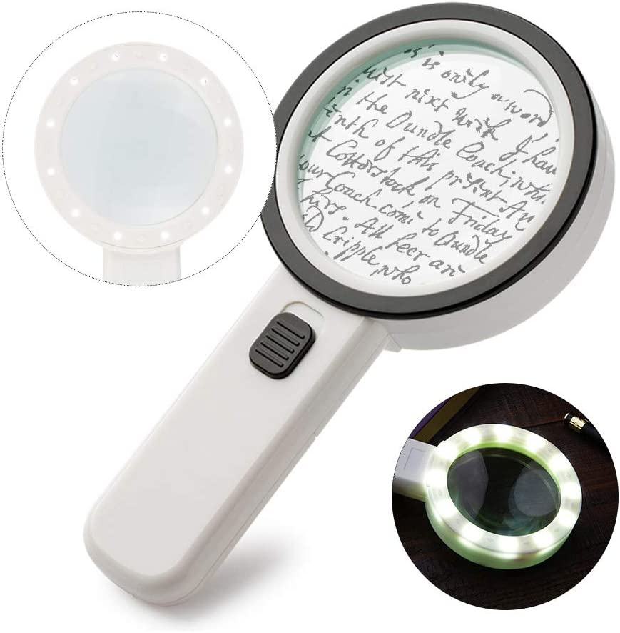30X Magnifying Glass with Light - Handheld 12 LED Lighted Illuminated Large Lit Magnifier for Kids & Seniors Reading, Jewelers, Coins, Inspection, Exploring image number 5