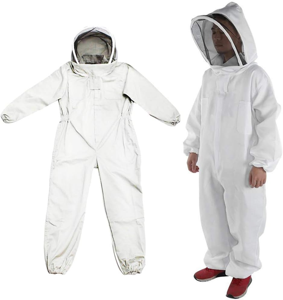 Oshhni Beekeeper Suit Bee Keeping Hooded Beekeeping Suit Jacket White, White, L image number 3