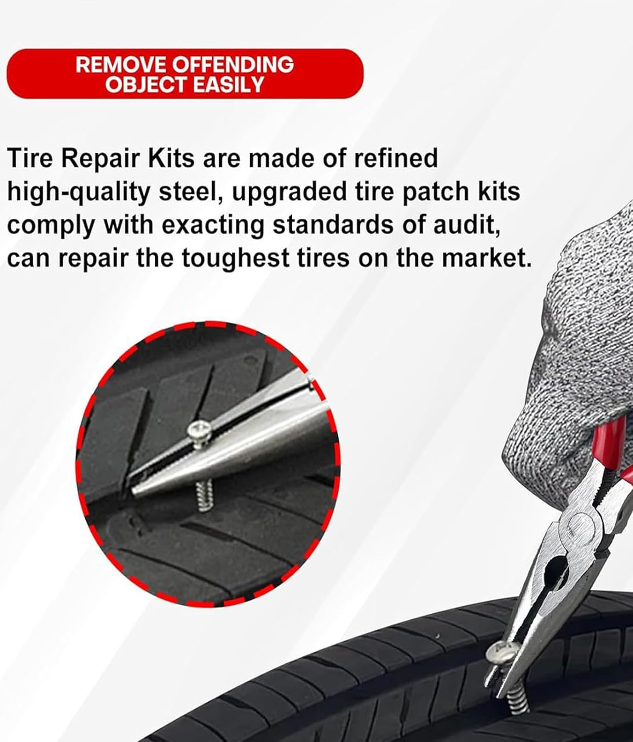 Tire Repair Kit, 140 PCS Professional Heavy Duty Tire Plug Kit,Universal Wheel Patch Kit to Fix Punctures and Plug Flats, Tire Repair Plugs Truck image number 2