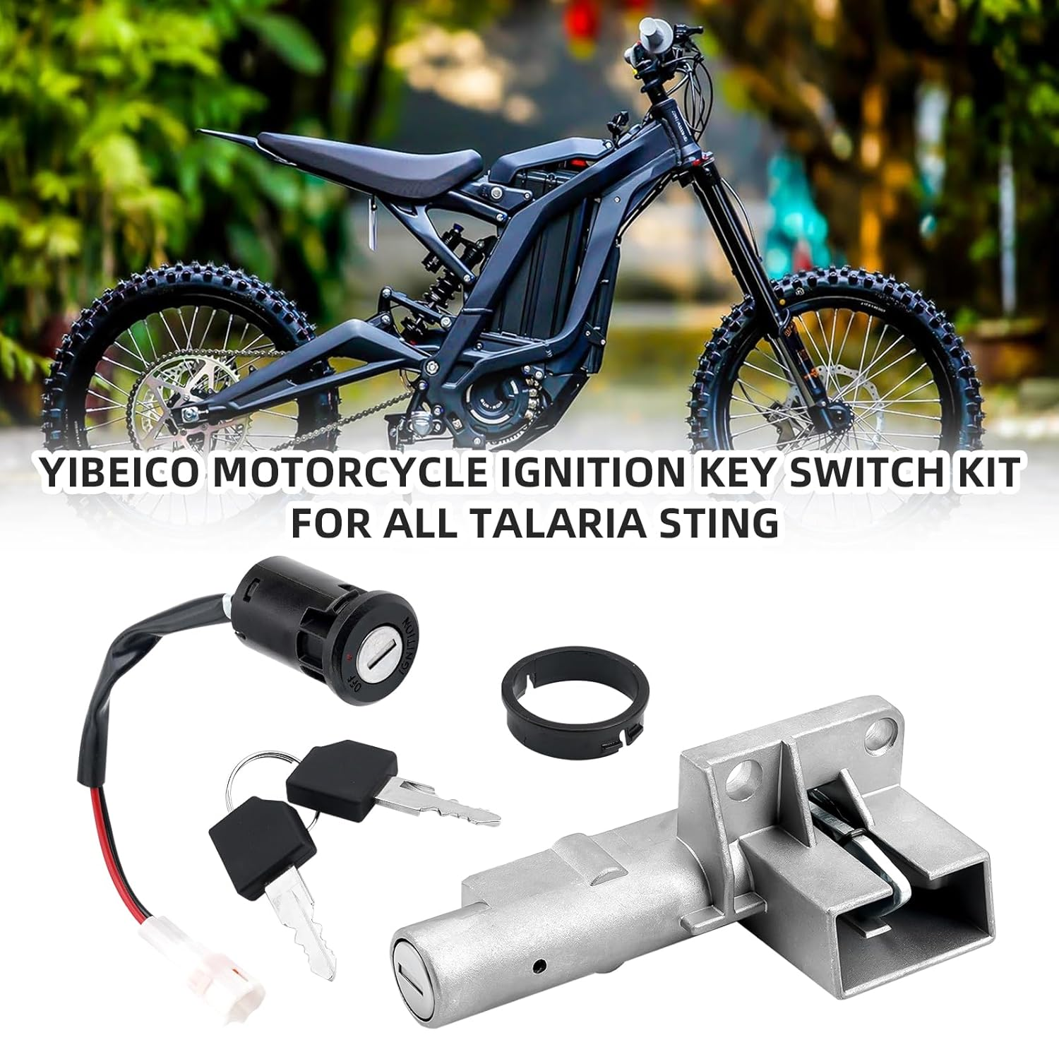 Motorcycle Ignition Key Switch Kit for All Talaria Sting, Motorcycle Ignition Lock Cylinder with 2Pcs Key Front Lock, Ignition Starter on off Switch Key Set for Taparia Sting image number 6