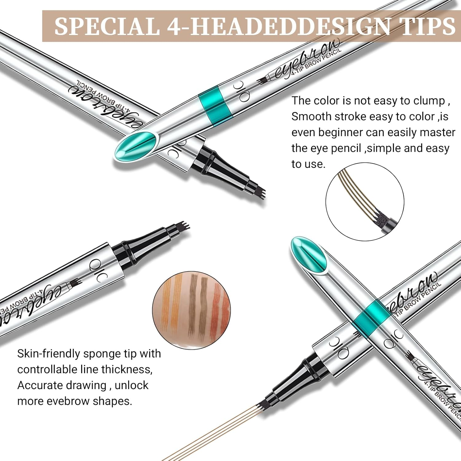 YBUETE Eyebrow Pen Microblading Eyebrow Pencil, Four-Pronged Tip Microfine Split Eyebrow Pen, Professional Bionic 3D Natural Eyebrow Makeup, Long-Lasting Waterproof Eye Brow Pencils for Women image number 6