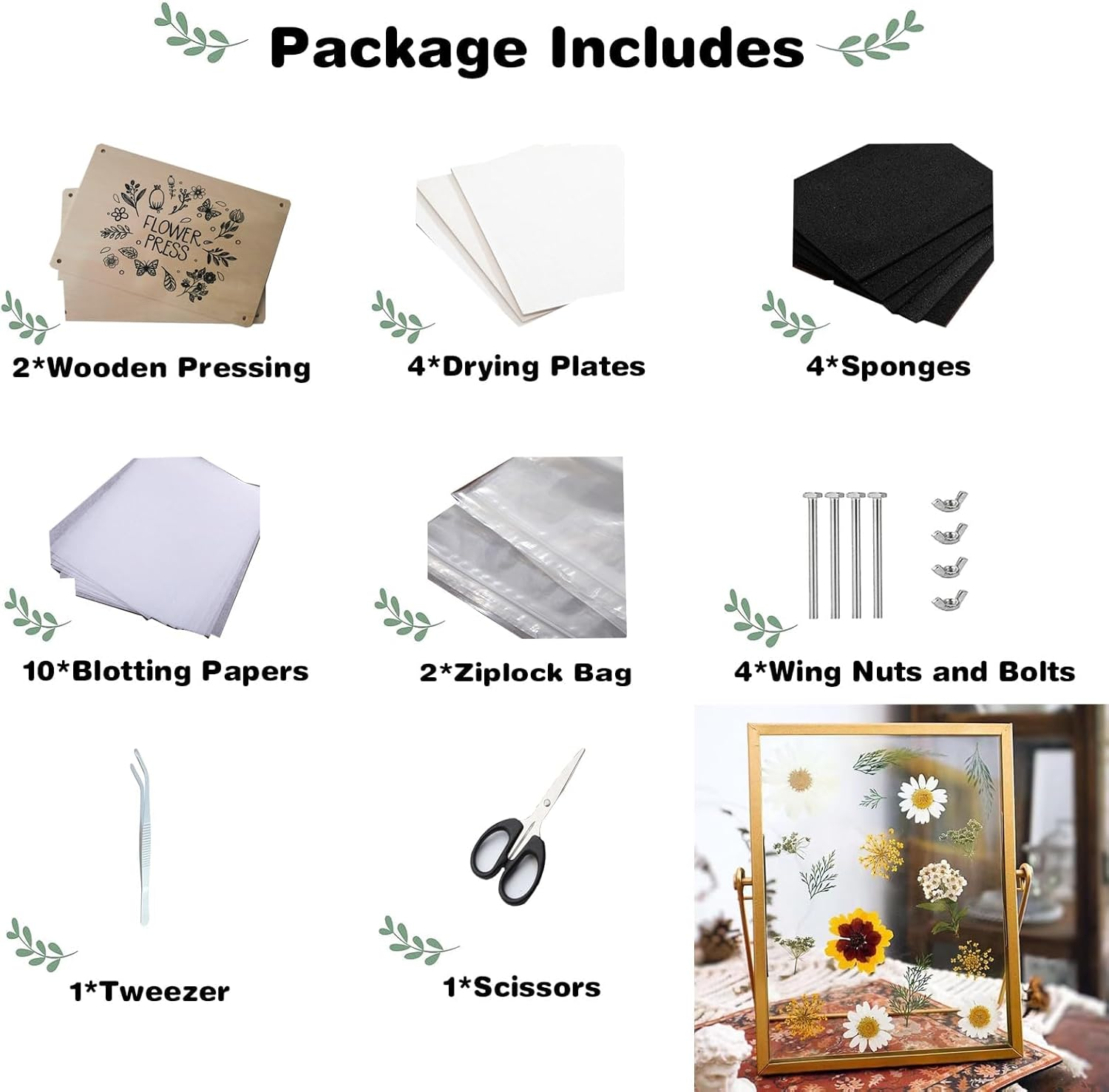 XICEN Flower Pressing Kit, 10 Layers Wooden Press for Adults, Making Dried Flowers, DIY Crafts (Beige-30X21Cm, Non-Foldable)