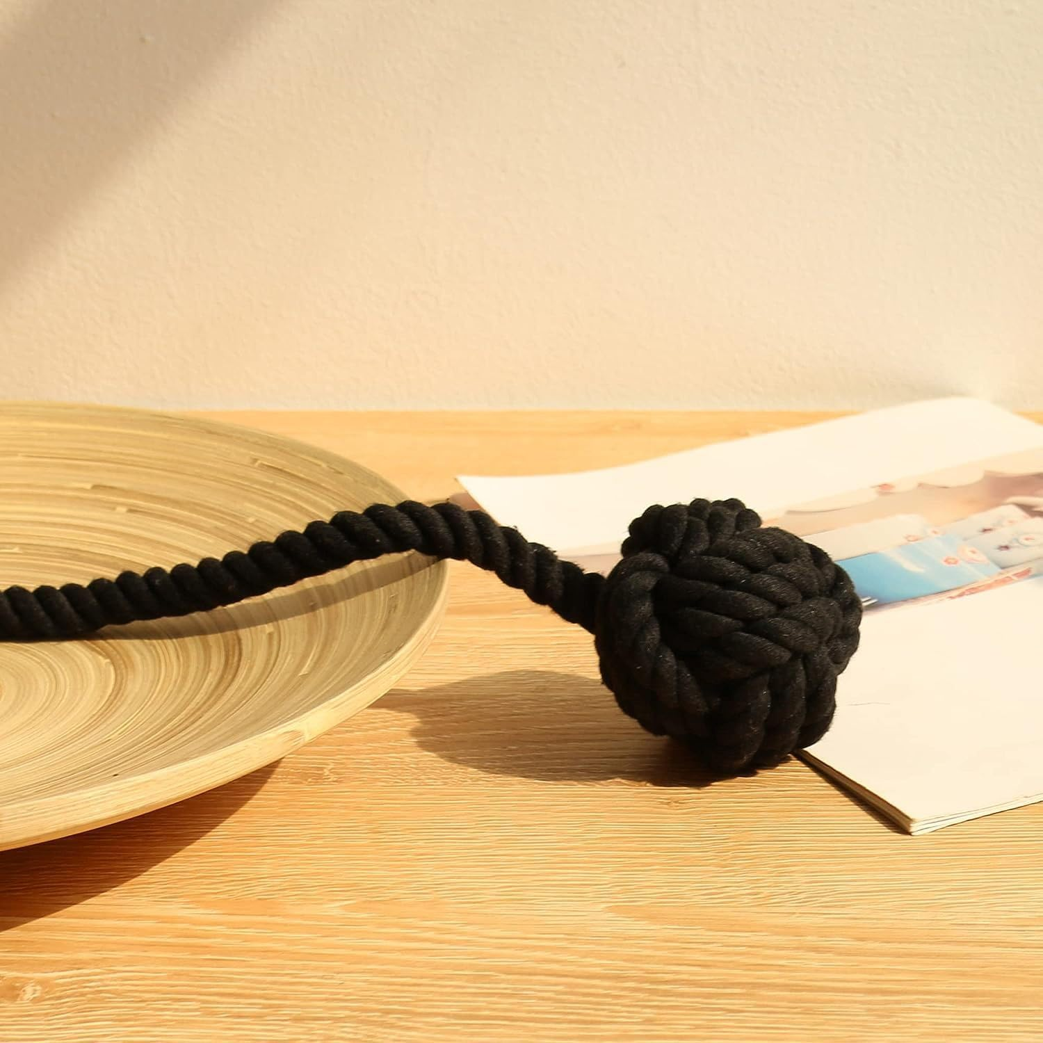 Aoozleny Curtain Tiebacks 2 Pack, Curtain Ties, Curtain Holdbacks, Handwoven Cotton String Tie Ball for Curtains Pull Backs, Drapery Tiebacks, Curtain Rope Tiebacks (Black) image number 5