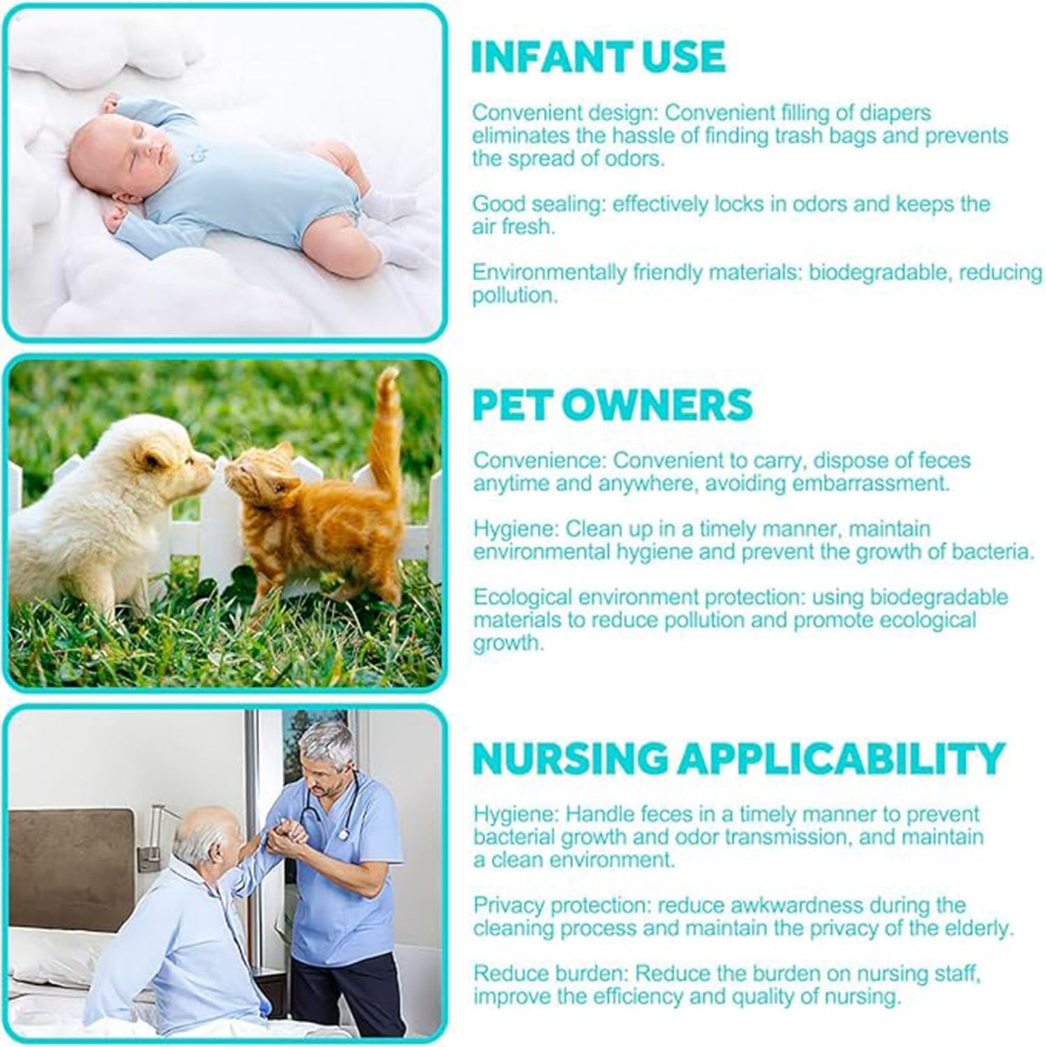 6 Pack Nappy Bin Refill Bags Compatible, Newborn Baby Diaper Pail Liner, Deal with Odors Effectively,Baby Diper Large Capacity,Nappy Bin Refill Bag (12Meters Each) image number 3