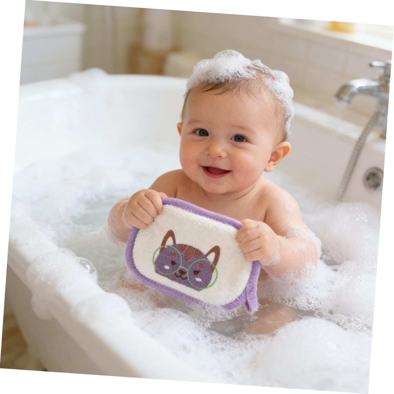 Hohopeti 3Pcs Shower Scrubber Set with Cartoon Bath Sponges, Bath Brush for Newborns, Soft Colorful Bathing Accessories for Gentle Skin Cleaning image number 6