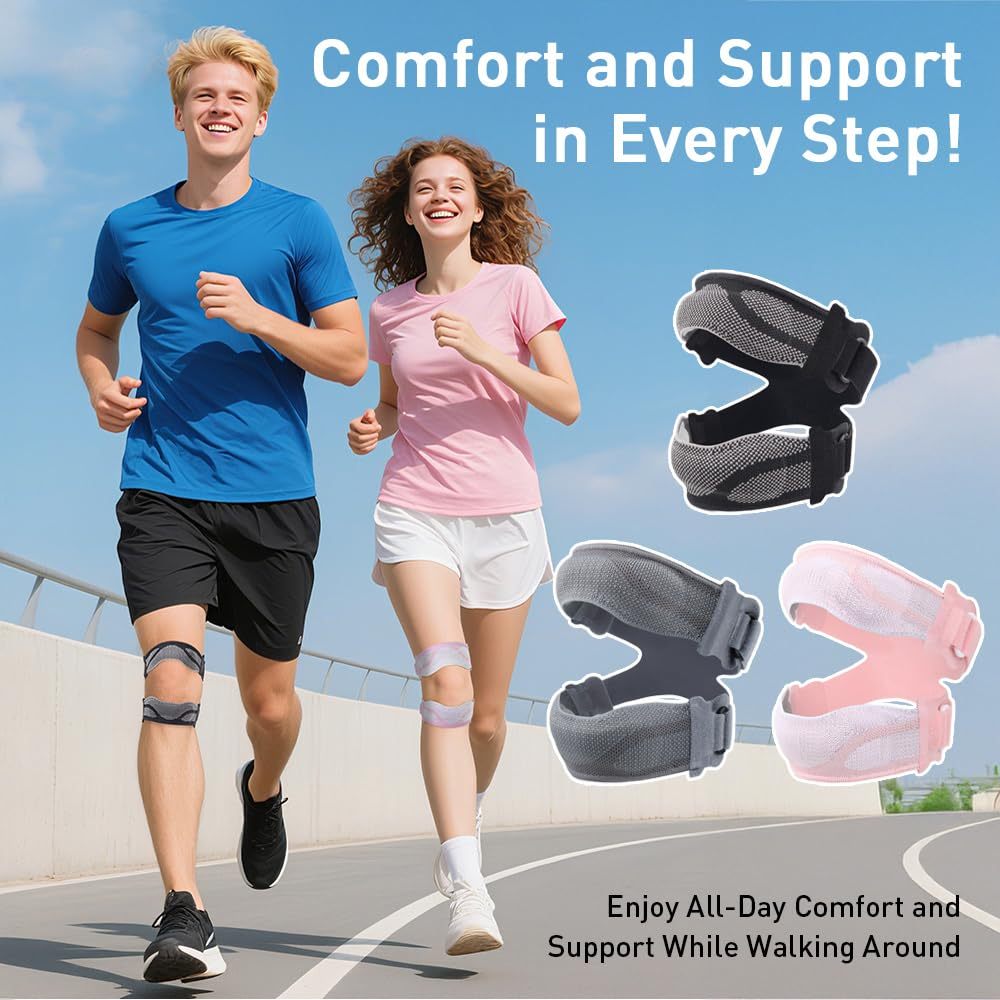 PROMBF Patella Knee Strap, Knee Support Brace for Men and Women,Patella Knee Brace for Knee Pain Relief,Arthritis, ACL, Knee Pain Relief, Injury Recovery and More Sports,Black - Grey image number 5