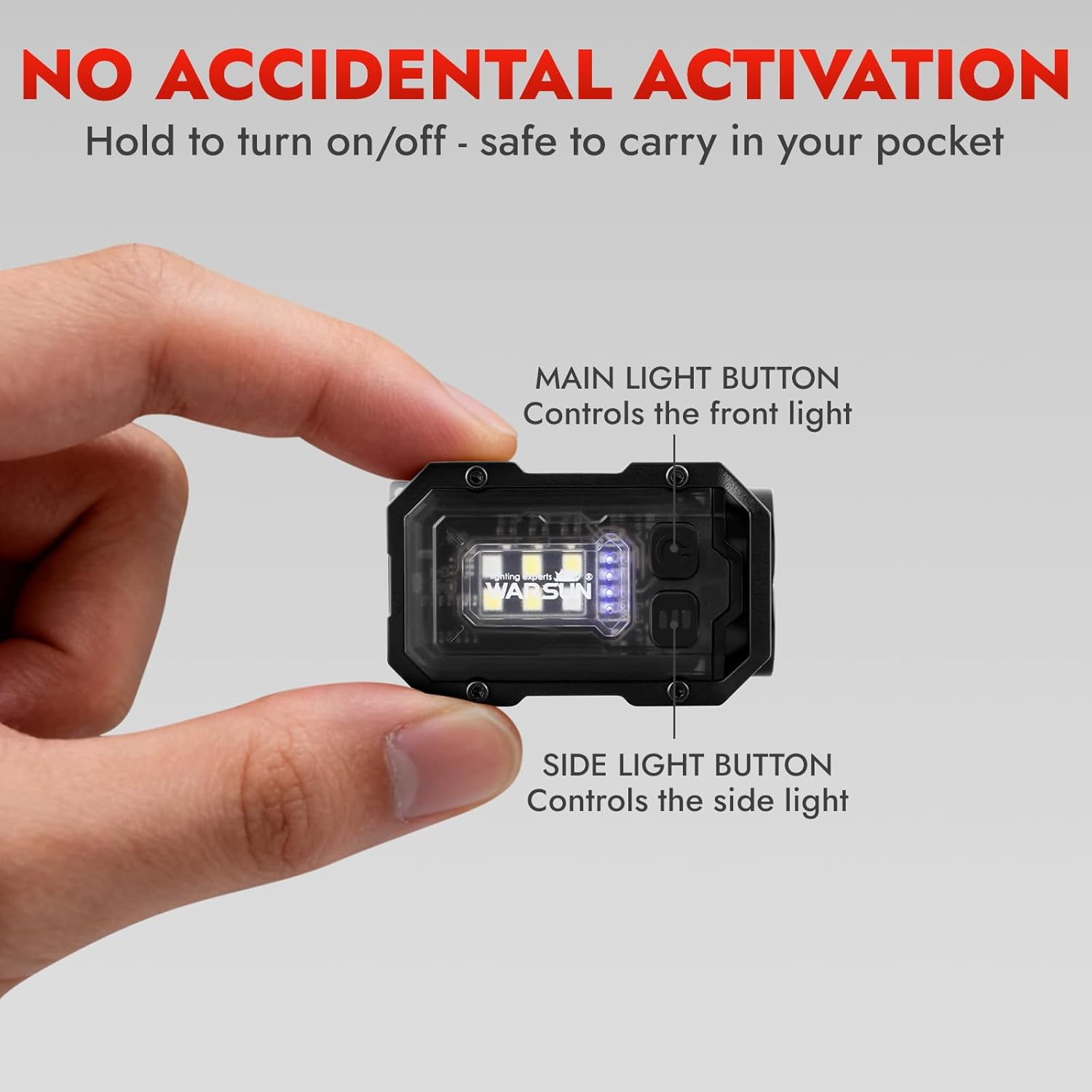 WARSUN Mini Keychain Flashlight 300 Lumens, 2-Pack &ndash; Rechargeable Magnetic EDC Cap Light, Clip-On Pocket Light with COB Wide Beam for Work, Camping, Dog Walking image number 4