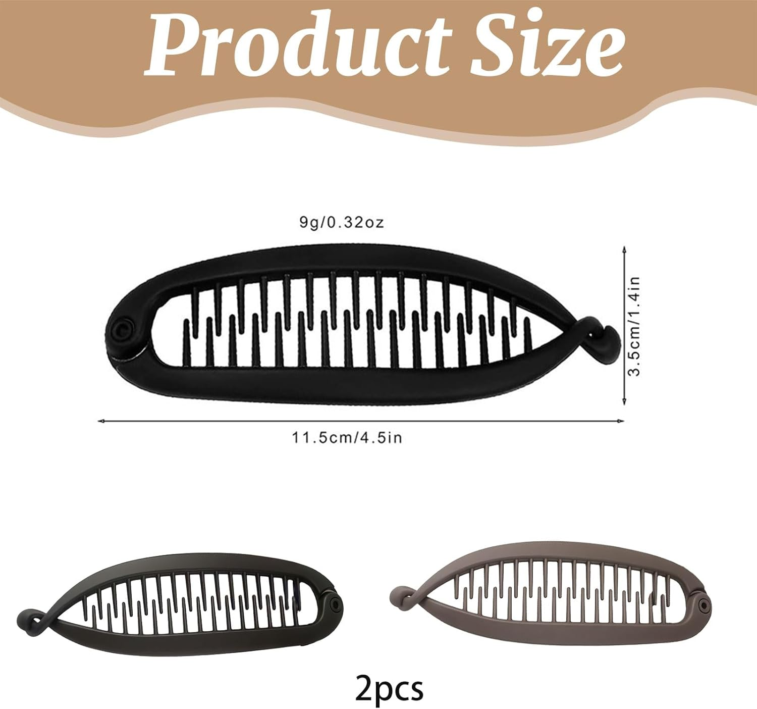 Xanthelle Banana Clip, 2 Pieces Banana Hairclip for Women, Hair Banana Clip for Thin and Thick Hair, Volumising Claw Clips, Banana Hairclip image number 6