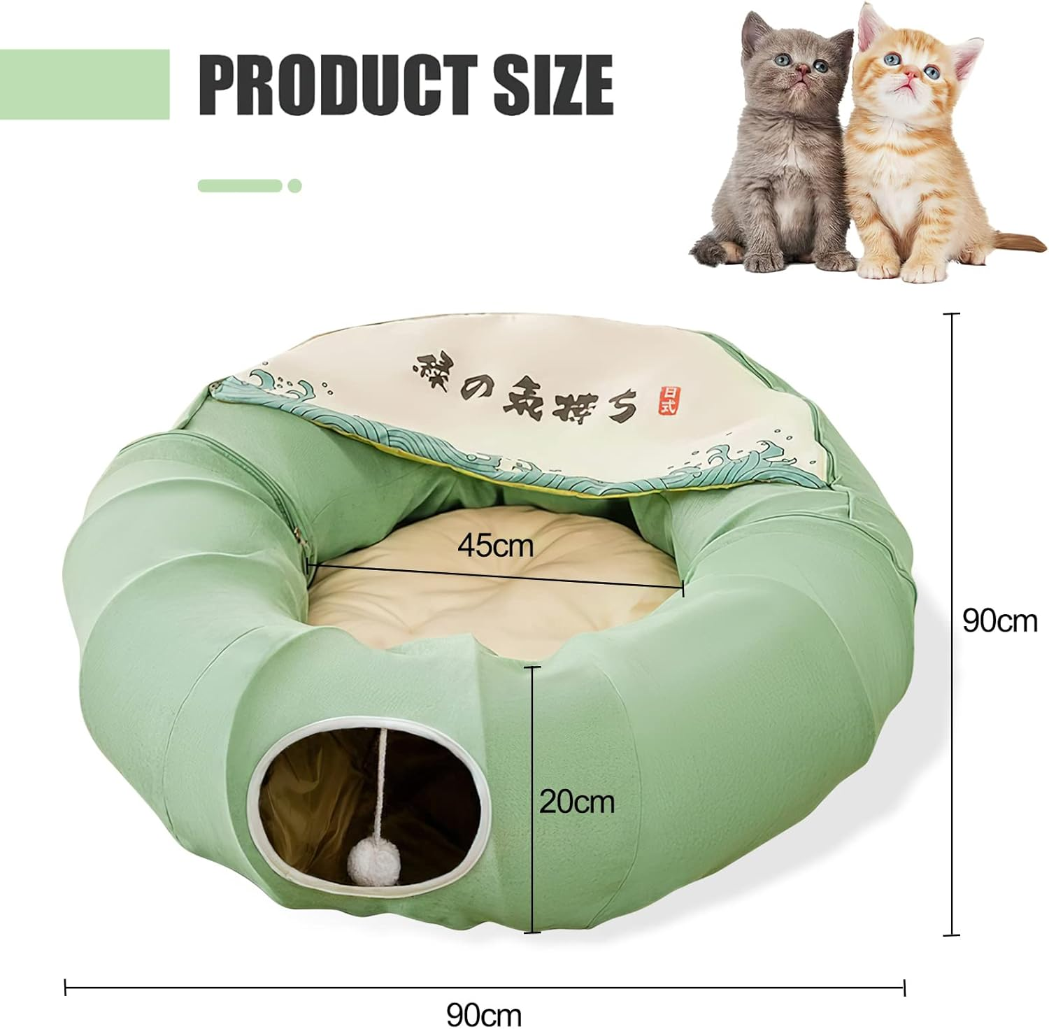 Galat&eacute;e Cat Tunnel, Cat Bed for Indoor Use, Pet Cave Bed with 1 Hanging Scratching Balls, Foldable round Cat Tunnel, Cat Tunnel Bed (Blue) image number 2