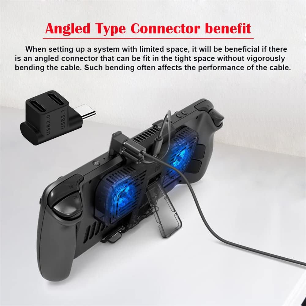 Cablecc USB3.0 Type C Male 10Gbps to Dual Female Power Data Splitter Adapter up Angled Compatible with Steam Deck Laptop