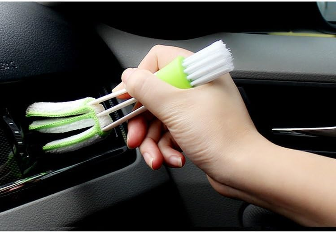 Mini Duster for Car Air Vent, Set of 3 Automotive Air Conditioner Cleaner Brush, Dust Collector Cleaning Cloth Tool for Keyboard Window Leaves Blinds Shutter Glasses Fan (Green, 16.5 * 2CM) image number 1