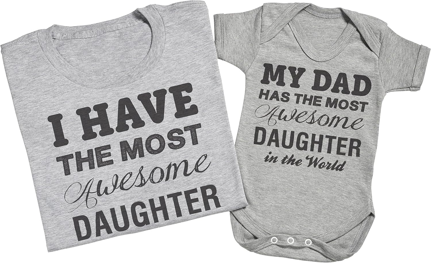 Zarlivia Clothing Most Awesome Daughter - Matching Father Baby Gift Set - Mens T Shirt & Baby Bodysuit - White - Medium & 0-3 Months image number 3