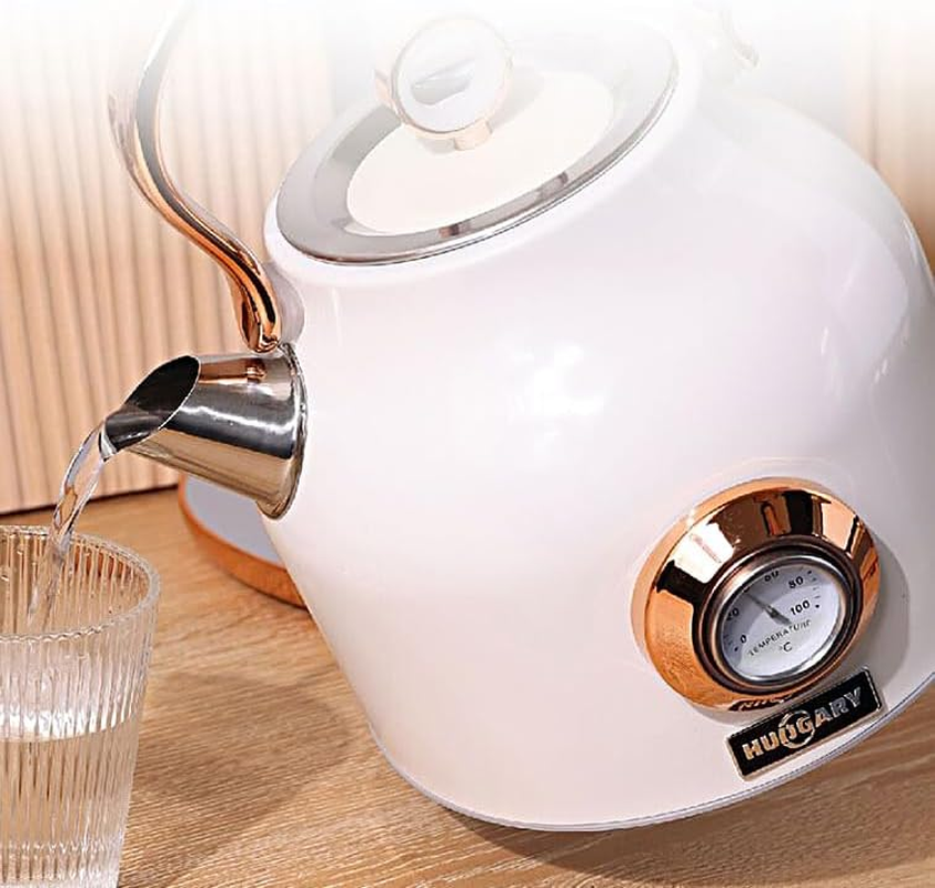 QNA Electric Kettle Temperature Control Kettle Electric Stainless Steel, Hot Water with Temperature Display 1.7 L,1800 W Fast Boiling, Golden Handle Auto Shut-Off (Black) image number 1