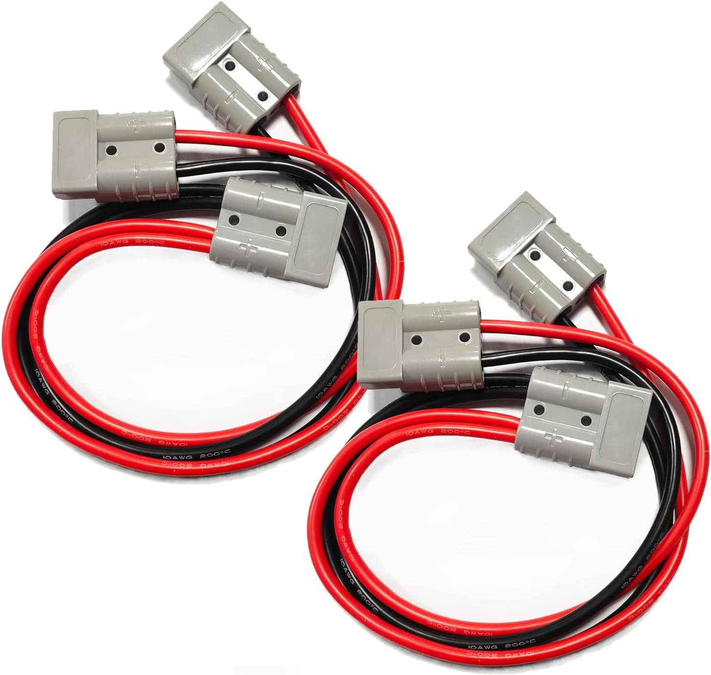 2Pcs Anderson Plug Connector Electric Forklift Charging Plug Large Current 1 to 2 Splitter Quick Connect Disconnect Connector for Battery Harness 300Mm Double Y Extension Adapter 50A Charging Cable image number 3