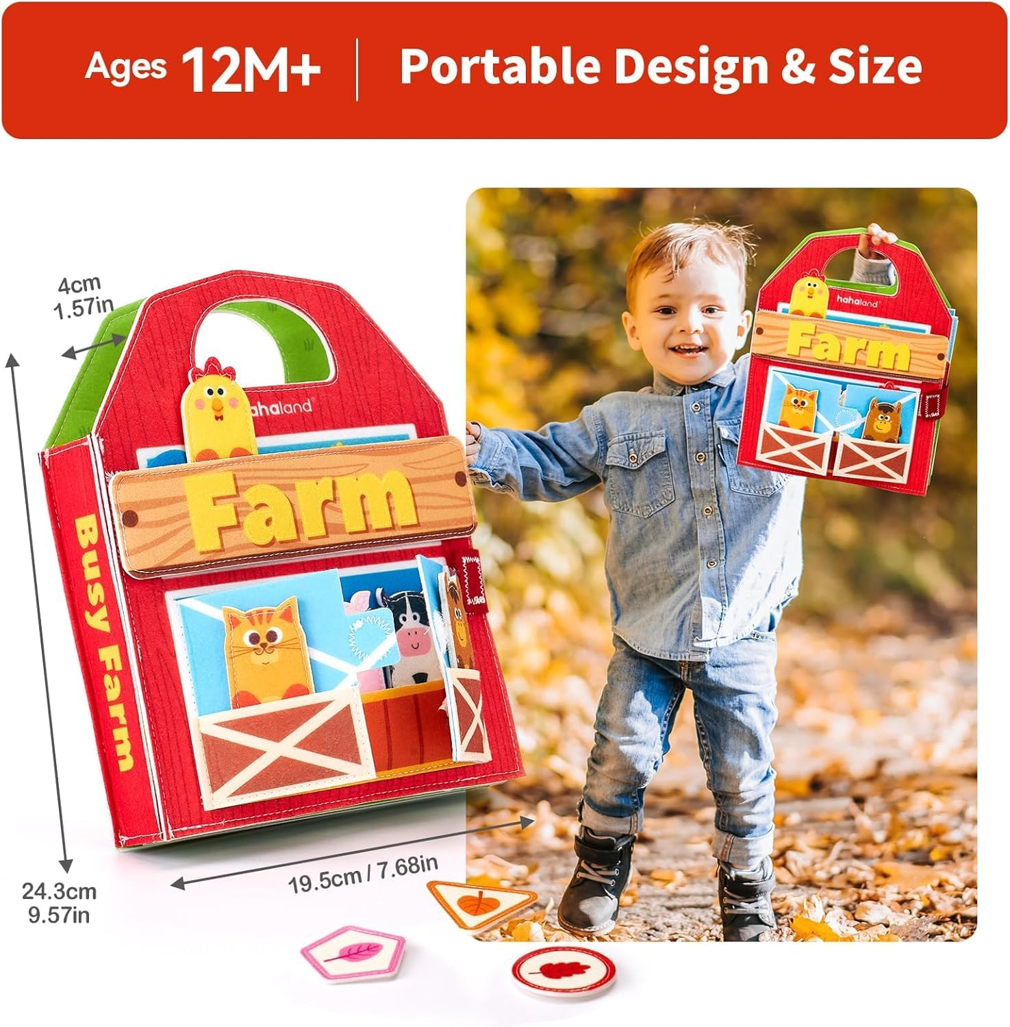 Kukelen Busy Board Quiet Book for 3-10 Year Old - Farm Animals Quiet Busy Book for 3-10 Year Boy Girl Gifts - Educational Activity Books Felt Learning Board Airplane Travel Toys image number 5