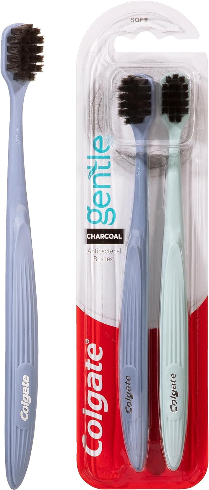 Colgate Soft Bristles Charcoal Toothbrush, Multicolor (Pack of 2) image number 4