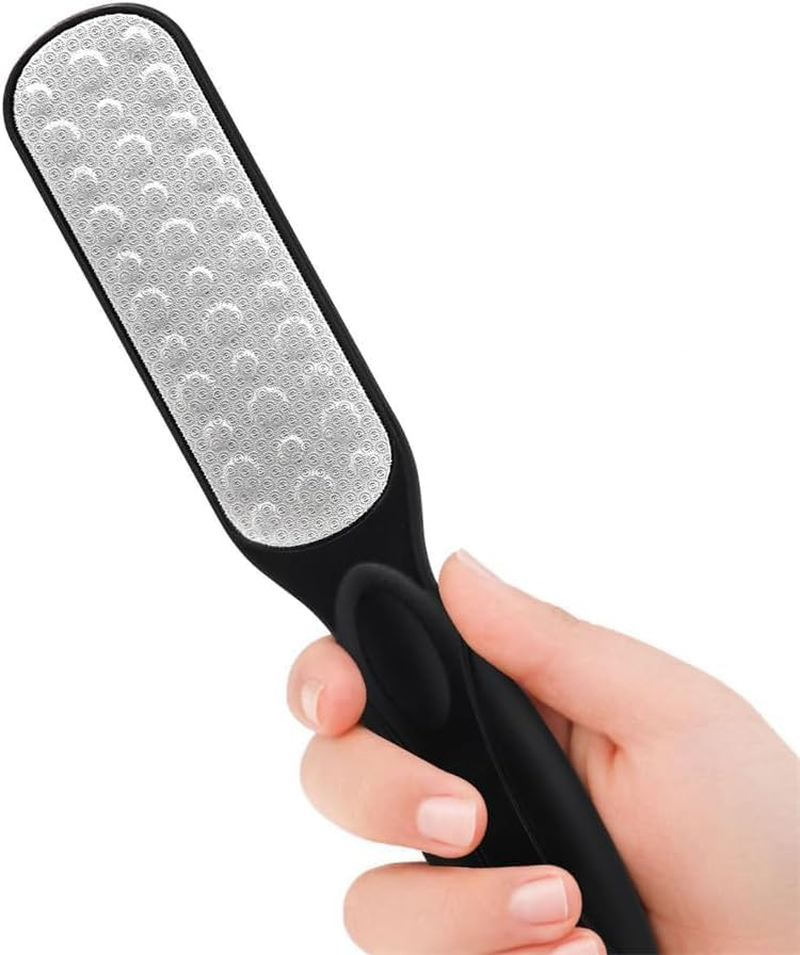 Two-Sided File - Pedicure Feet Scrubber with Handle for Callus, Dry, and Dead Skin Removal - Heel Scraper for Feet, Hands, and Body - Foot Filer for Use in Shower (Black, One Size) image number 6