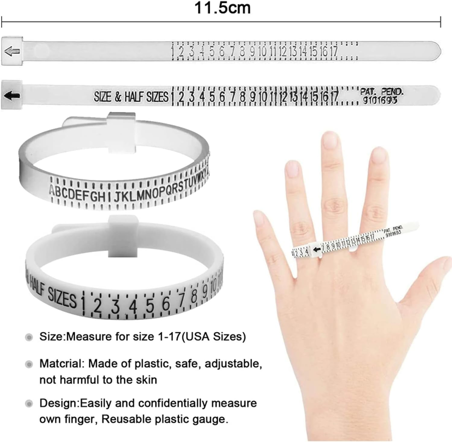 UK US Ring Sizer Women Men Measurement Tool Finger Sizes image number 4