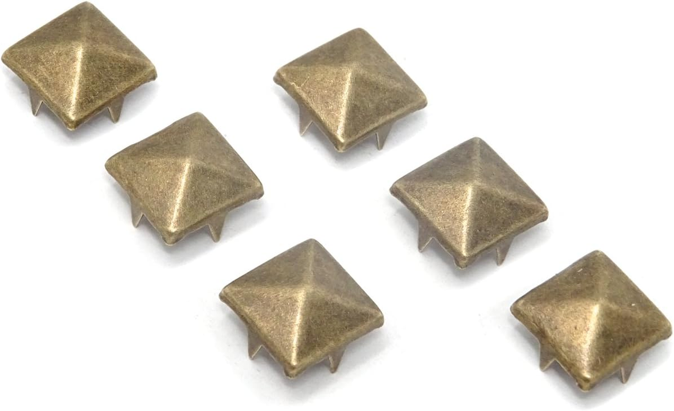 Honbay 200PCS 10Mm Antique Brass Nailheads DIY Metal Punk Spikes Spots Square Pyramid Studs for Leathercraft image number 4