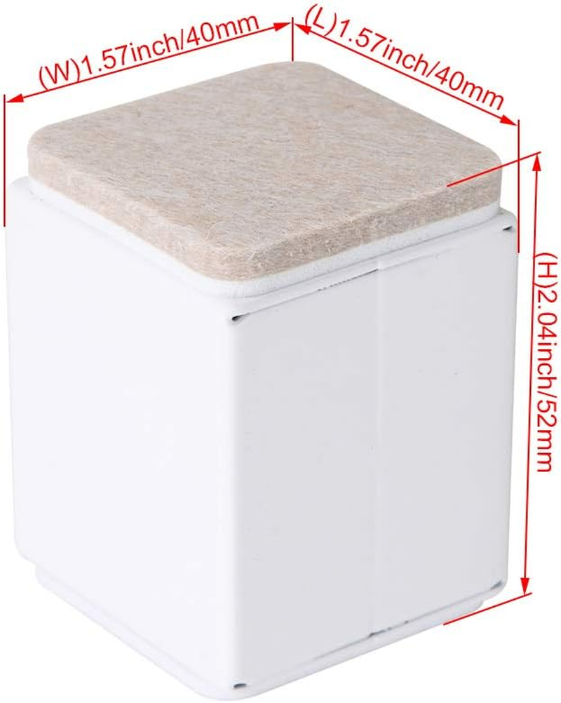 BQLZR 4Pcs 40X40X53Mm White Carbon Steel Furniture Legs Feet Sofa Riser Self Adhesive image number 4