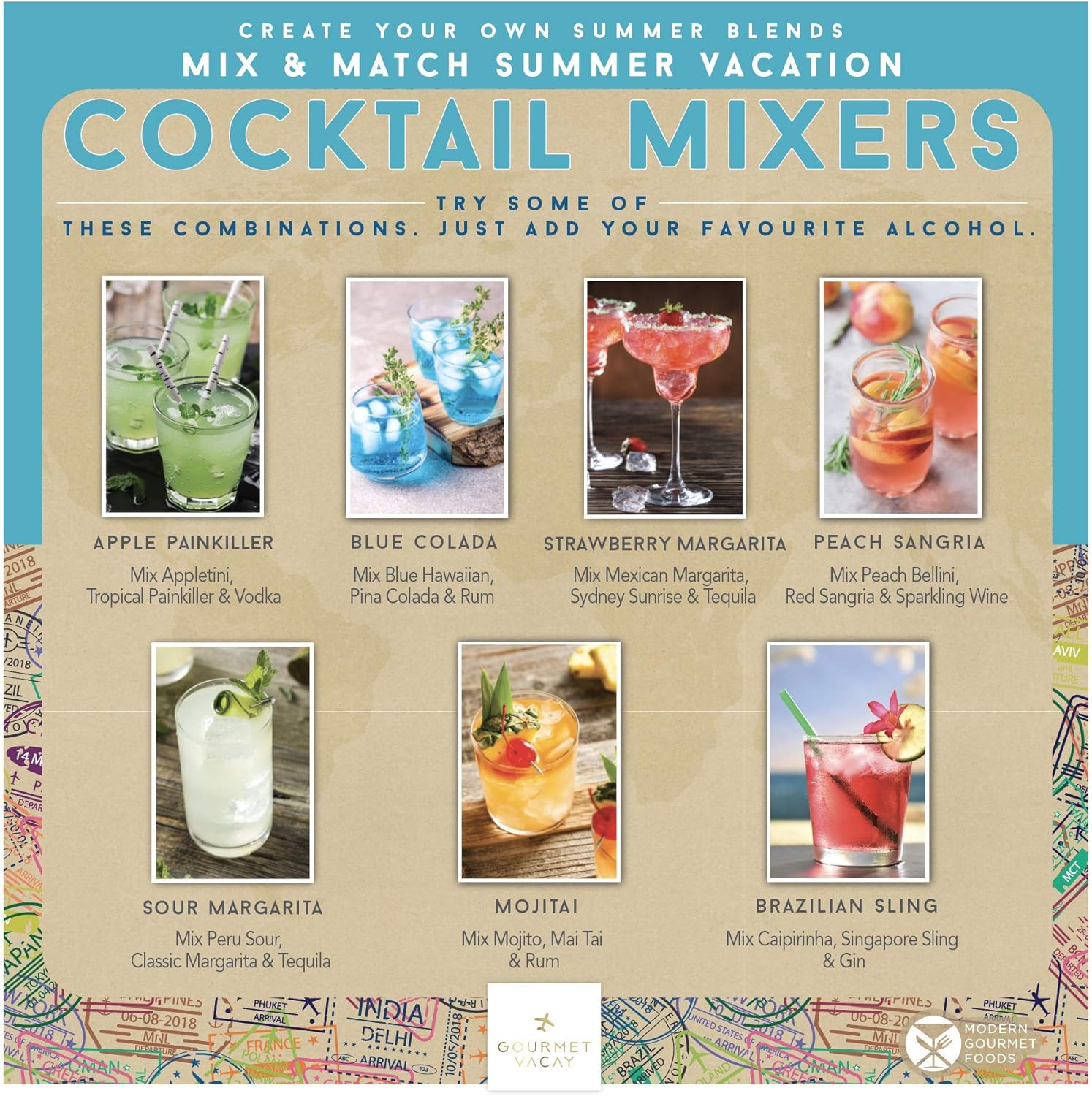 Thoughtfully Cocktails, Mix and Match Mini Sampler Cocktail Mixer Set, Vegan and Vegetarian, Tropical and Classic, Set of 20 (Contains NO Alcohol) image number 1