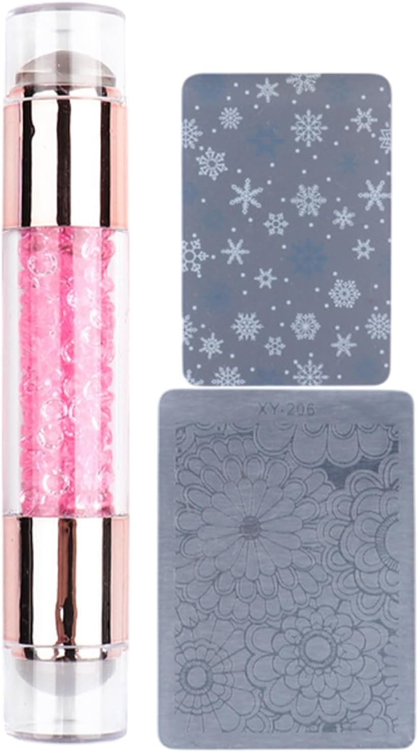 Nail Stamper Kit | Home Stamping Pens | Rhinestone Embellished Double Ended Stamping Pens Tool for Manicure Home Practice Nail Salon