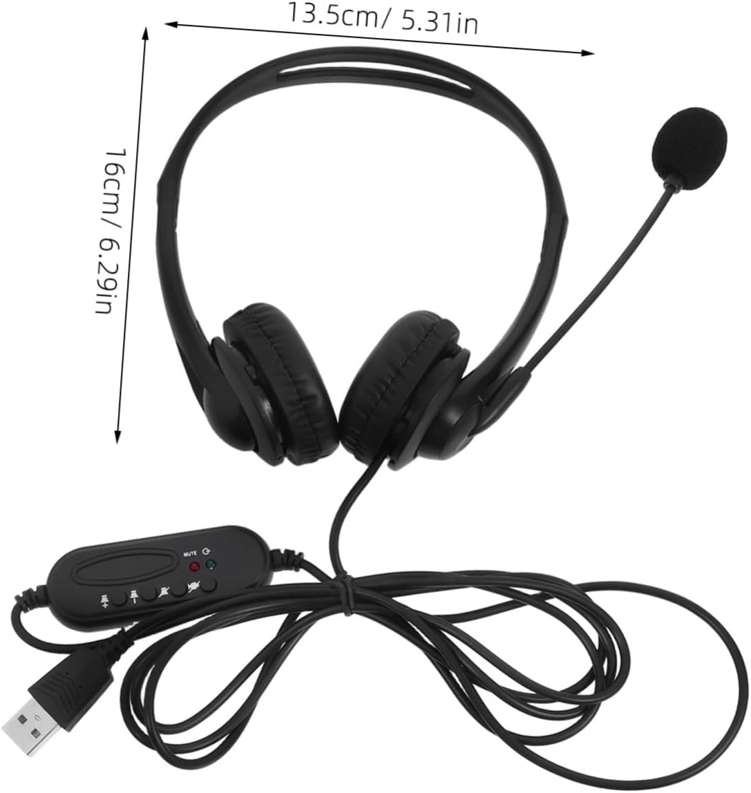 DOITOOL Wired Noise Cancelling Headset Microphone USB Over-Ear Headphone for Office Computer Online Black Dual-Ear image number 1