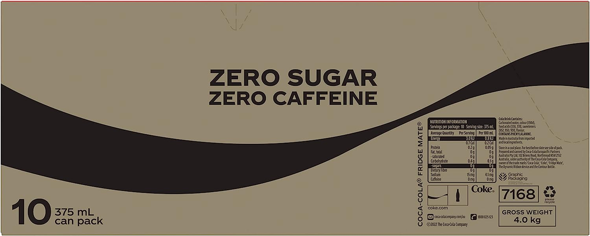 Coca-Cola Zero Sugar Caffeine Free Soft Drink Multipack Cans 20 X 375 Ml image number 1