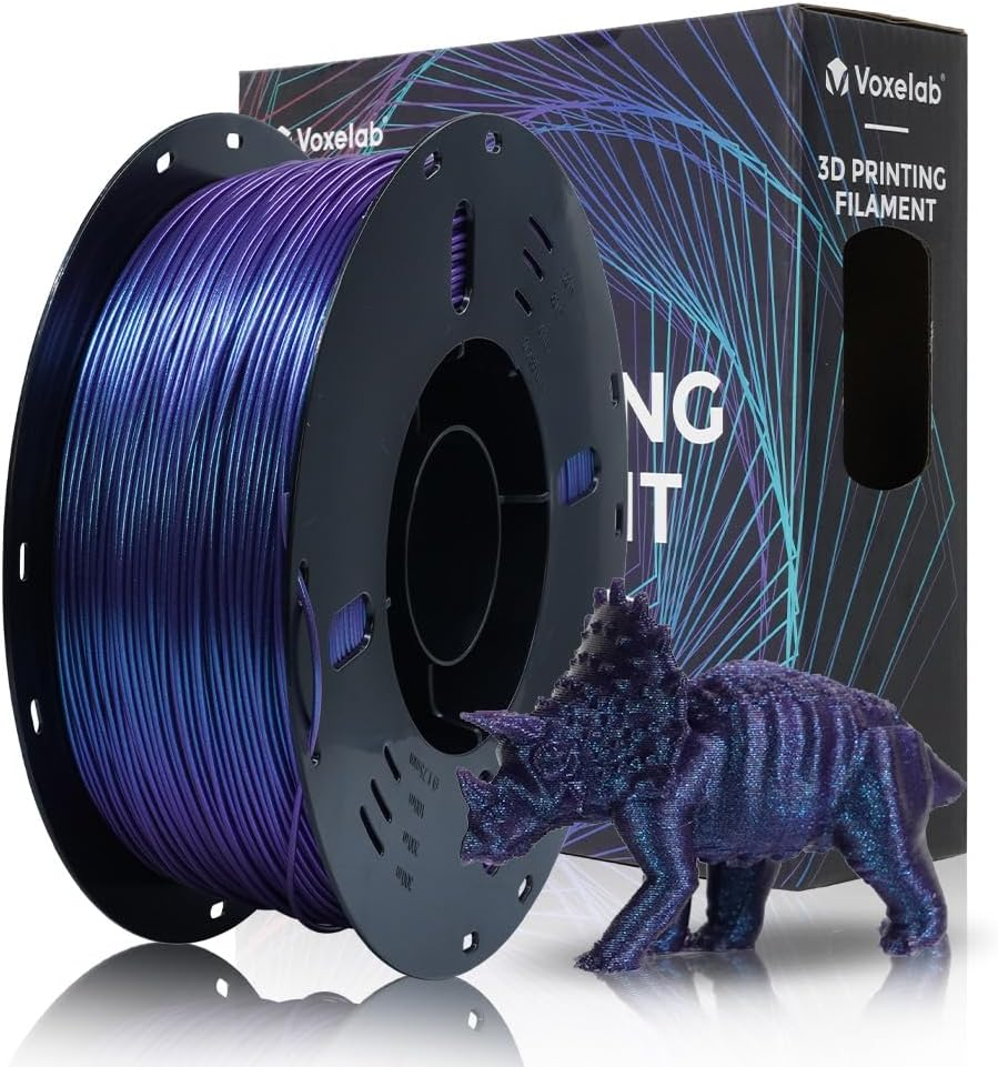 Voxelab 3D Printer Filament Color Changeable PLA Nebula Purple Filament 1.75Mm, Different Color by Light, Perfectly Hide the Layer Line, 1Kg (2.2Lbs)-Dimensional Accuracy +/- 0.02Mm, PLA Nebula Purple