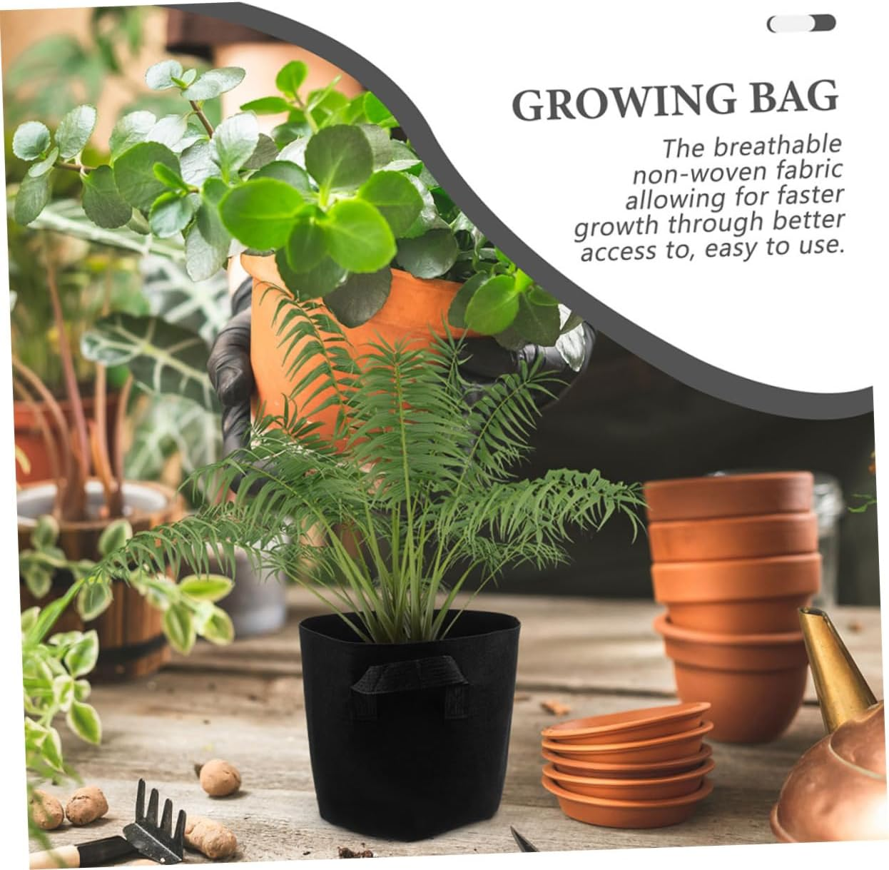 Yardwe 10 Gallon Plant Grow Bags 5 Pack Nonwoven Fabric Planters Garden Vegetable Flower Pot Handles image number 2