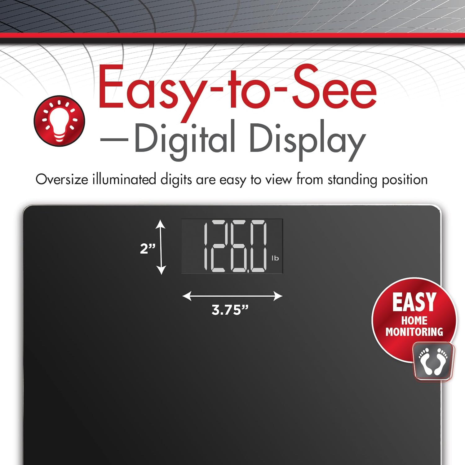 Smartheart Wide Platform Digital Weight Scale | 551 Lbs / 250 Kg Capacity | Tempered Glass Auto-On | Quick, Accurate Body Weight Measurements | Measurement Modes: LBS, KG or ST image number 2