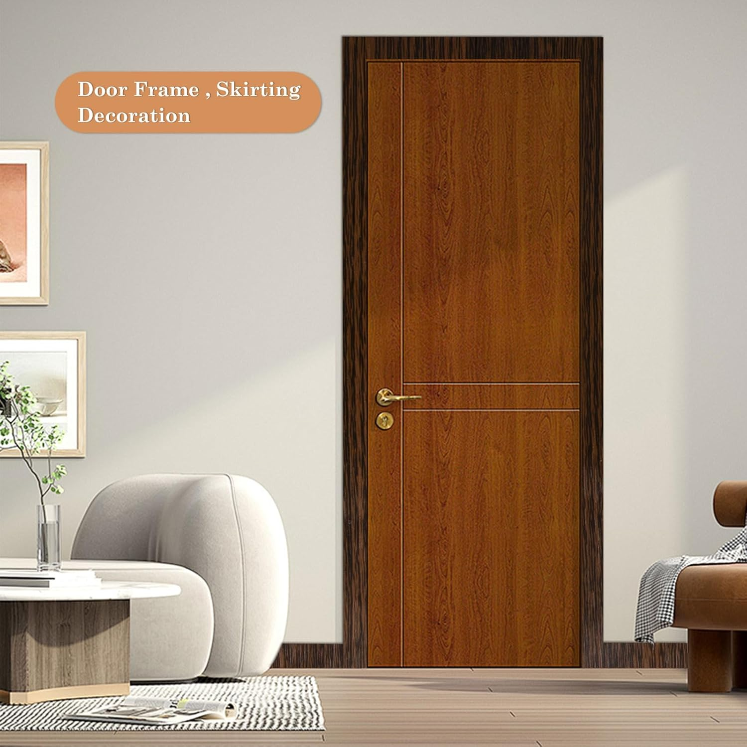 TECDW Wood Grain Tape (10Cm X10M), Self-Adhesive Wood Grain Repair Tape, Waterproof Wall Borders Peel and Stick, Baseboard Trim for Tables, Baseboards, Doors, Windows, Floors (10M, Brown Walnut) image number 6