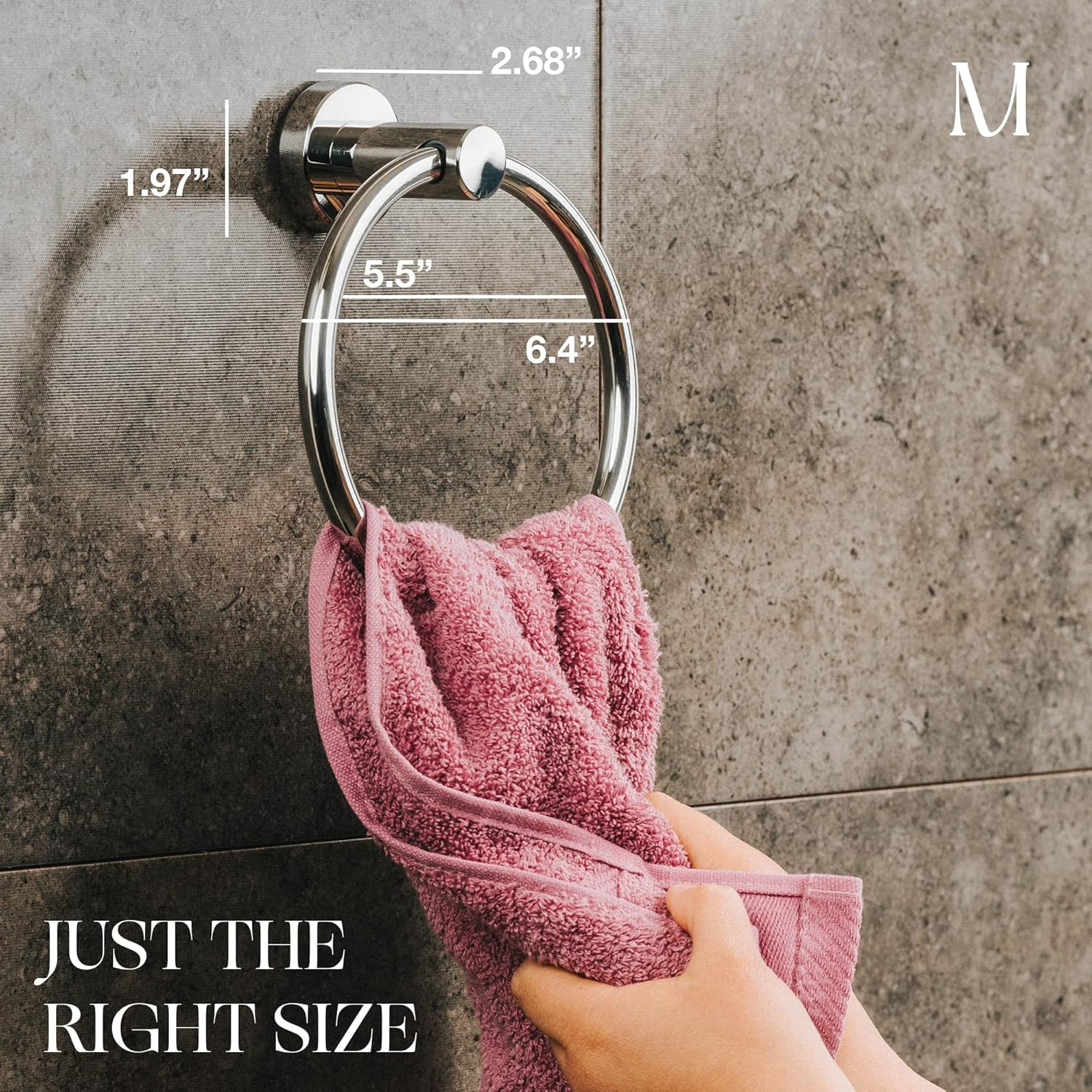 Marmolux Acc Stainless Steel Brushed Wall Mount Bathroom Hardware Accessories Set, Including Bath Towel Bar, Towel Ring/Hand Towel Holder, Toilet Paper Holder, Robe Hook, Polished Chrome image number 6