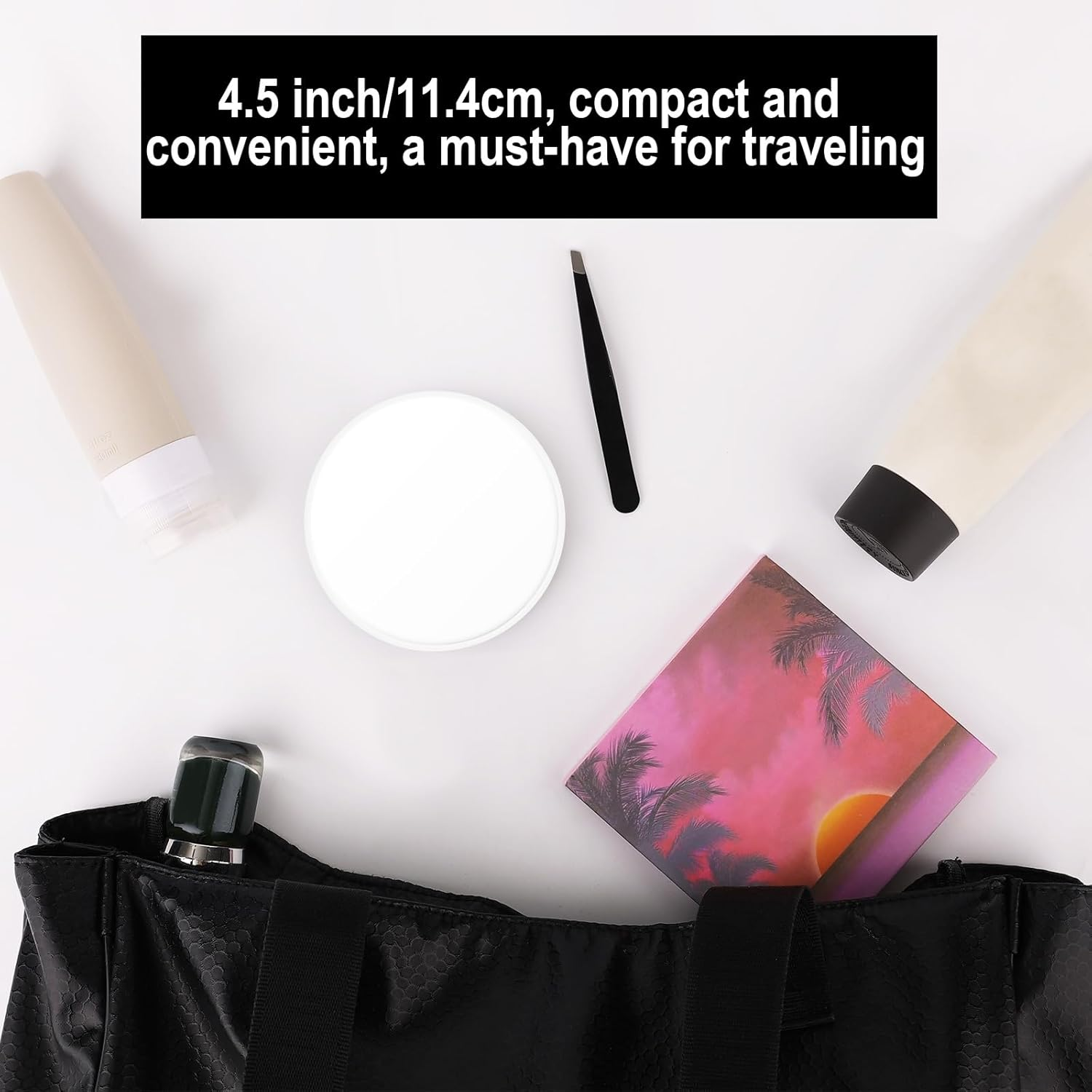 10X Magnifying Mirror, 4.5 Inch Makeup Mirror with Suction Cup and Angled Tweezers Face Mirror Small Mirror Suitable for Eyebrows Beard Remove Blackheads (White) image number 6