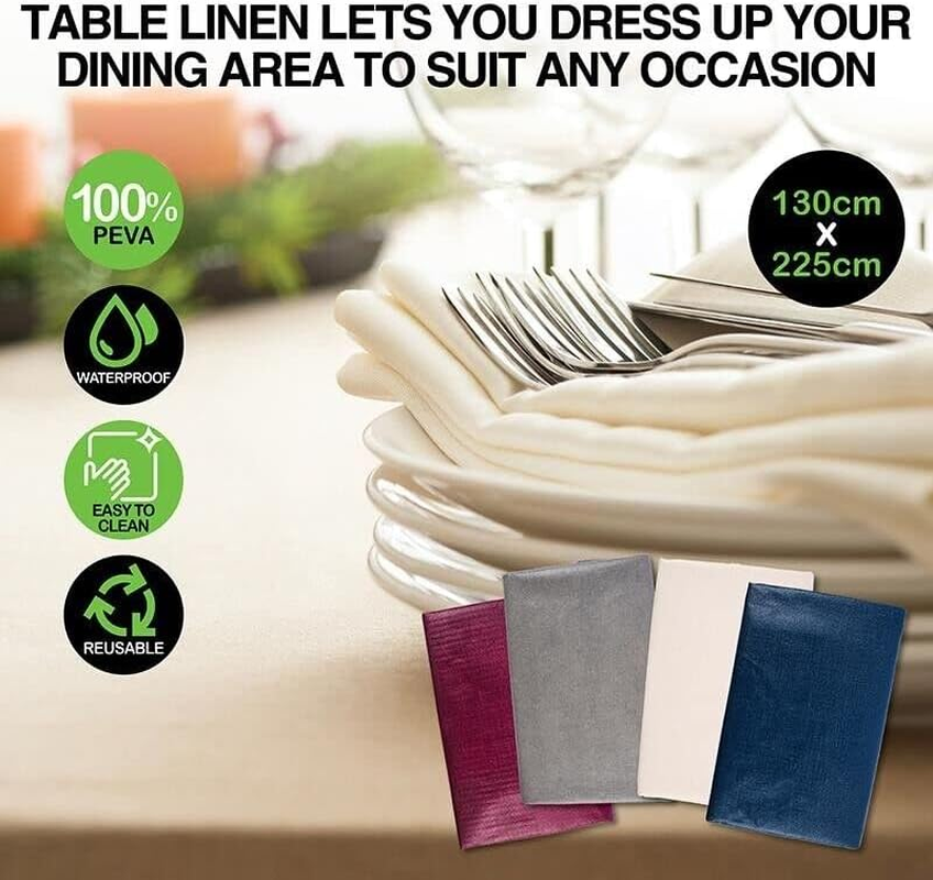Table Cloth Home Master Flannel Waterproof Plain Colour 130 X 225Cm off White image number 3