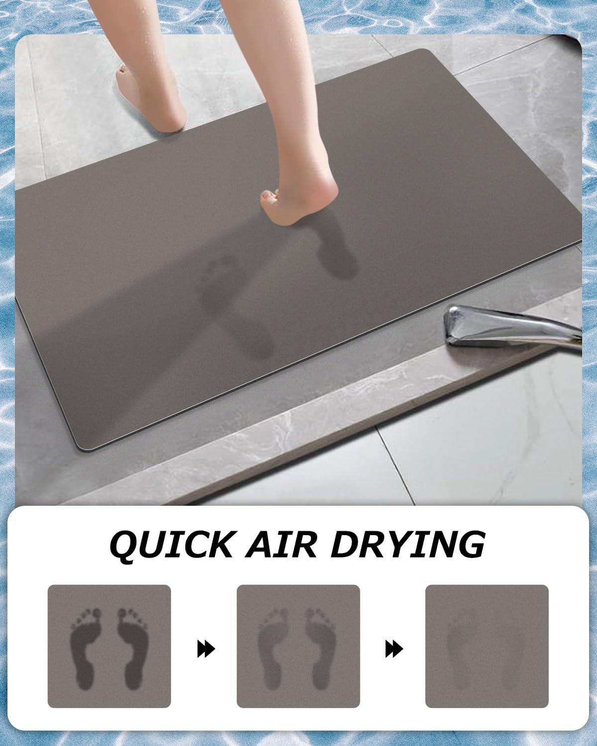 SOICARE Super Absorbent Thin Bathroom Rug, Quick Drying Bath Rugs Mats, Rubber Non-Slip Shower Rug, Washable Bathroom Floor Rug, Rugs for Bathroom, Bathtub, Shower and Sink (17"X27.5", Gray) image number 6