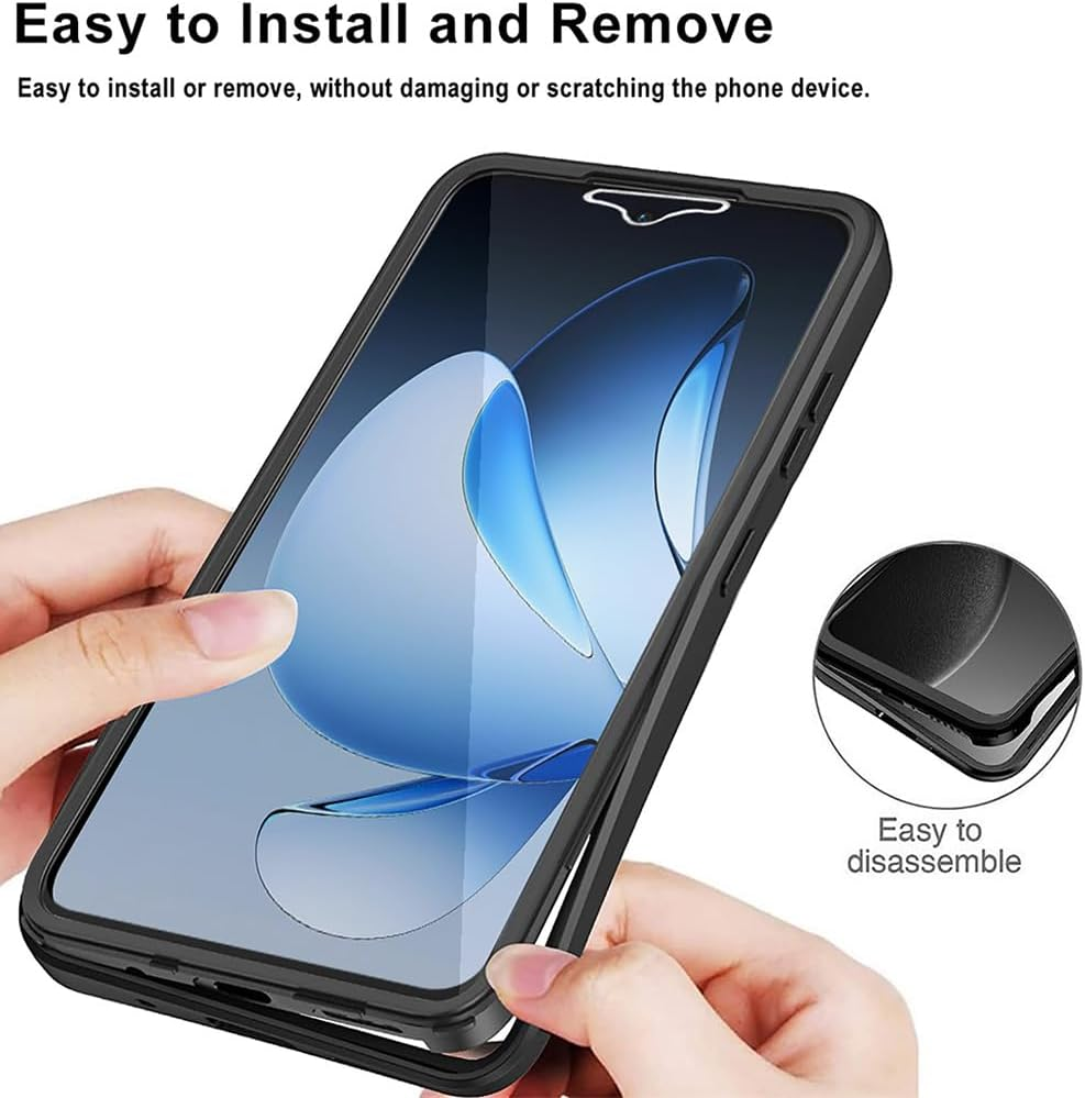 SEAHAI Clear Case for OPPO Reno 13 Pro 5G (Reno13 Pro 5G), with Built-In Screen Protector 360&deg; Full Body Rugged Armor Heavy Duty Shockproof Silicone TPU Bumper Trasparent Cover - Black - Blue image number 2