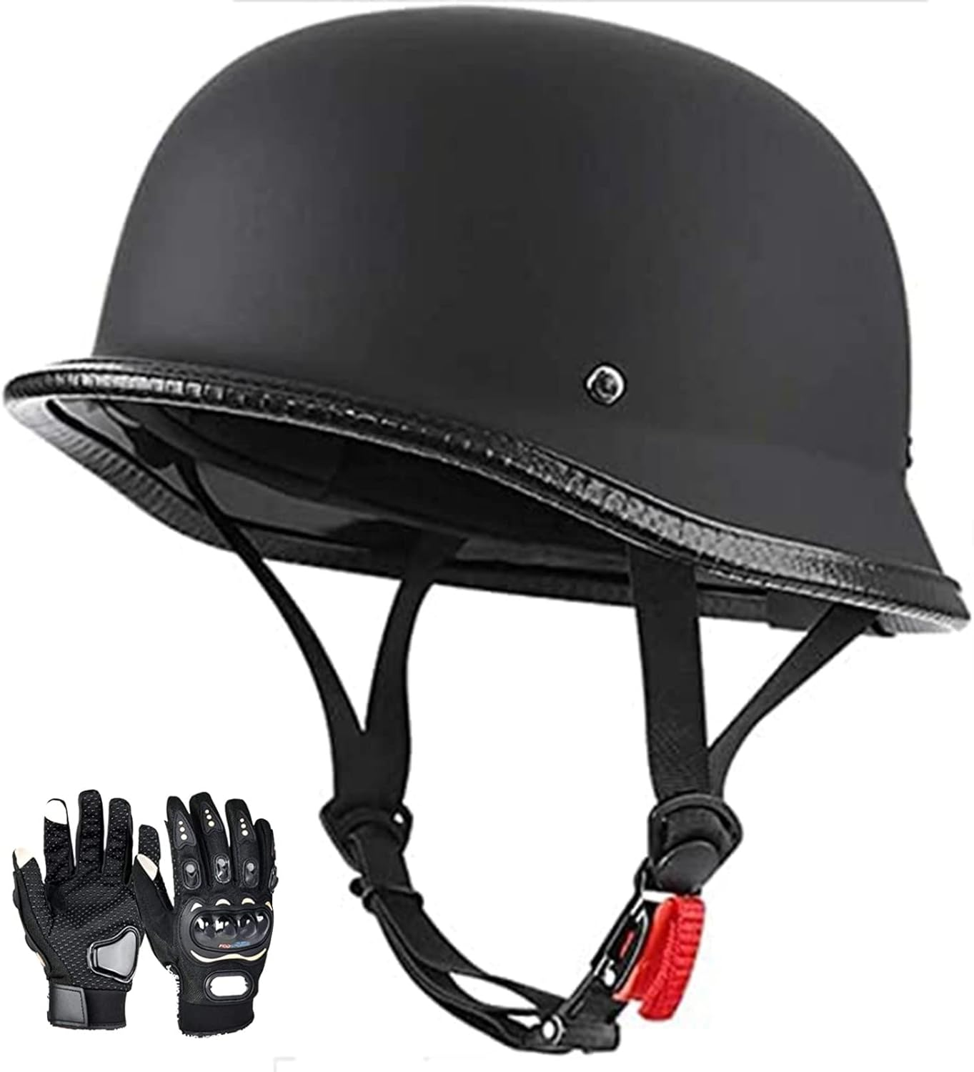 Skull Cap for Men Women Motorcycle Half Helmet DOT Approved, German Style Motorcycle Helmet Half Shell Retro Beanie Hat Open Face Helmet A, Xl=(59-60Cm)