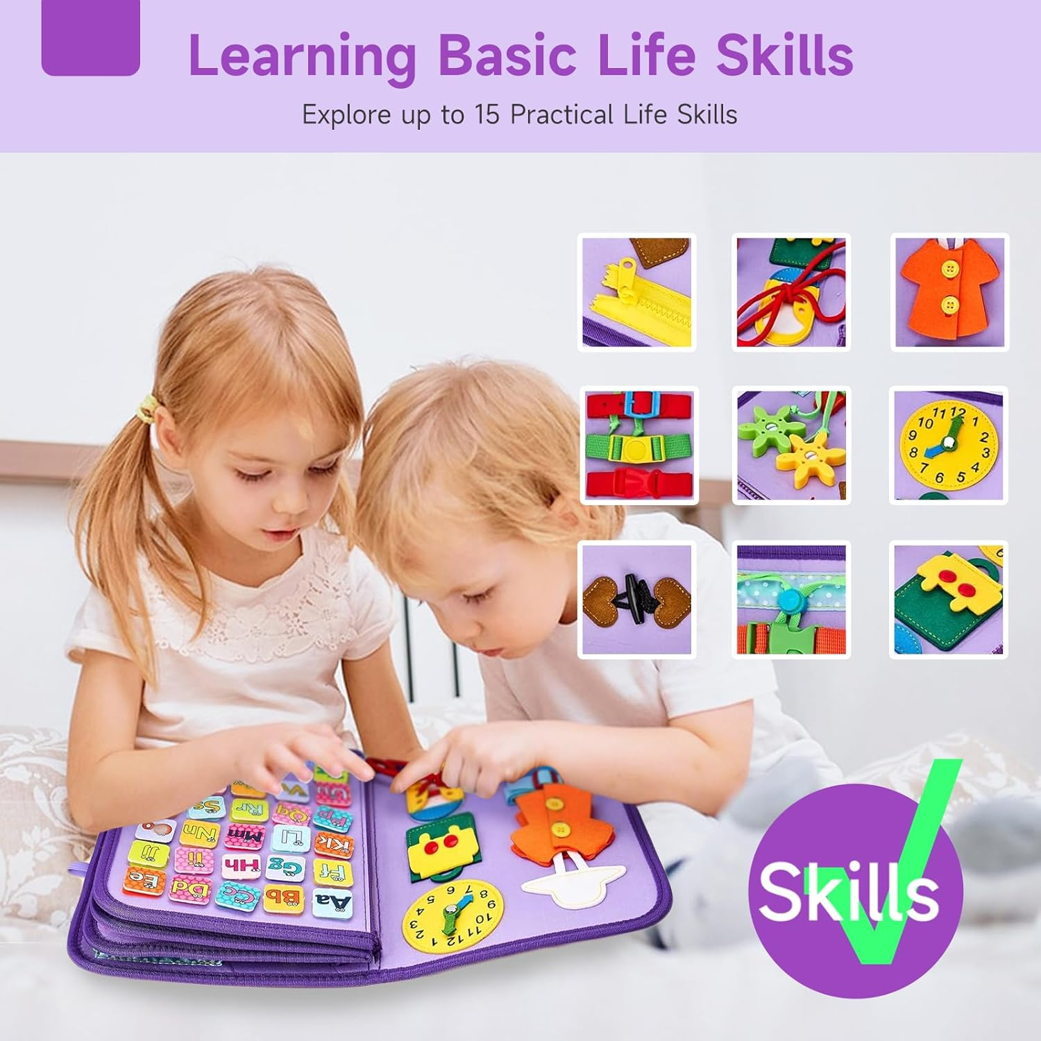 LMXMGRG Toddler Busy Board Montessori Busy Book Learning Sensory Toys for 3 Year Old,7 in 1 Toddler Toys for Learning Fine Motor Skills Birthday Christmas Stocking Stuffers Gifts