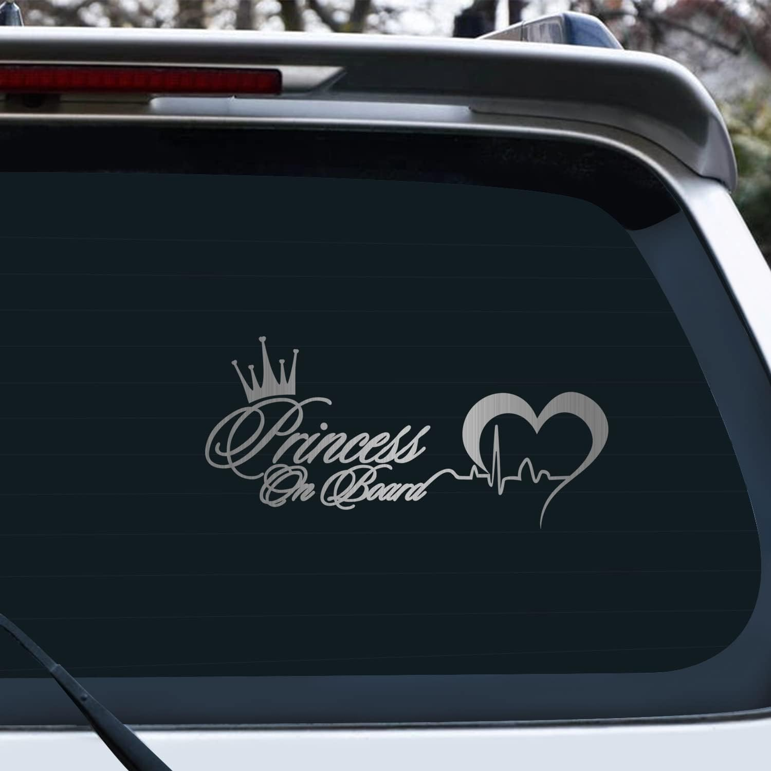 Princess on Board Sticker for Cars - Baby Girl Safety Sign, Heartbeat Decal for Car Window and Bumper (Colorful)