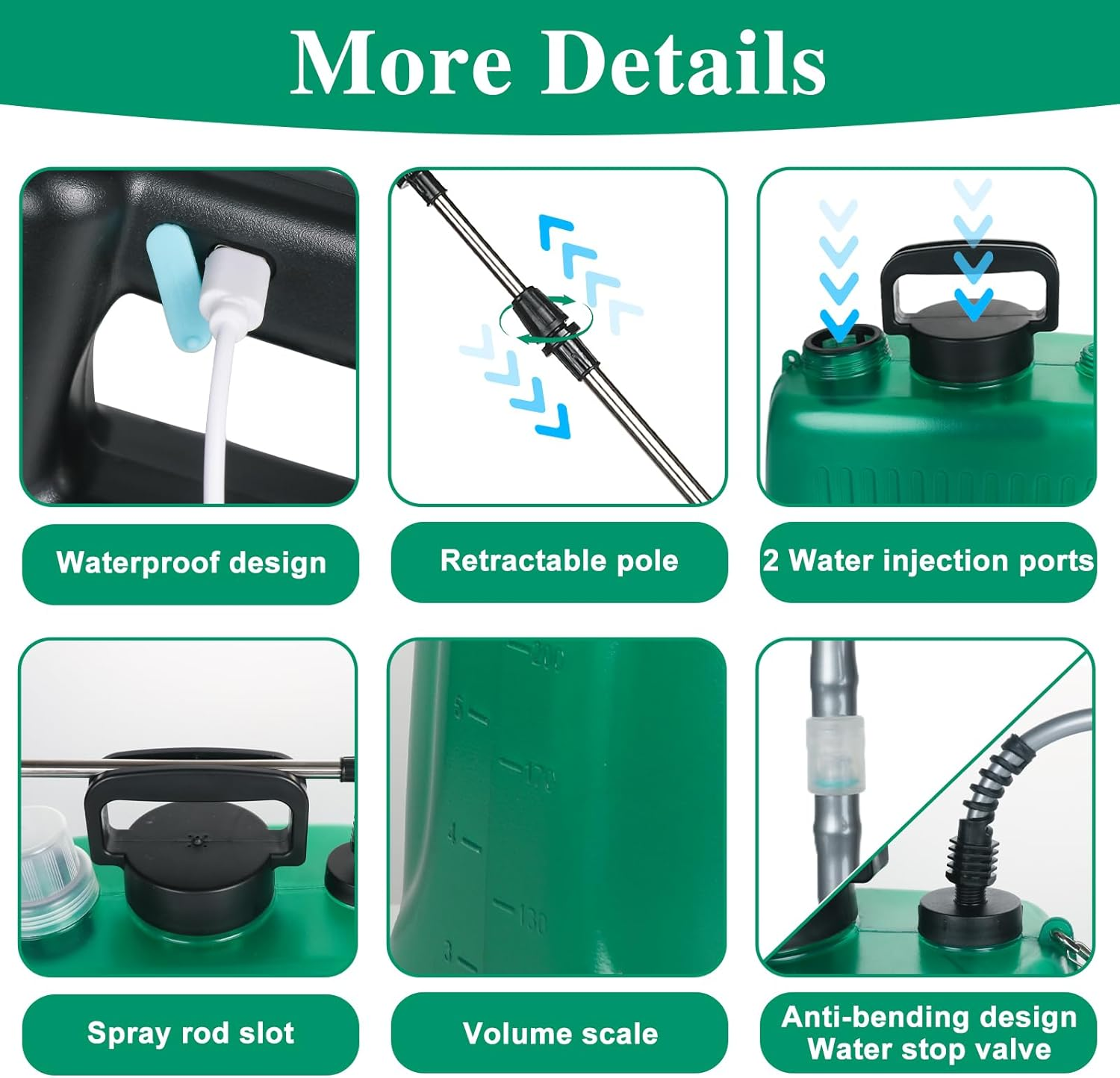 2.1 Gallon/8L Battery Powered Sprayer, Electric Garden Sprayer with 4 Mist Nozzles and USB Rechargeable Handle, Electric Pump Sprayer for Lawn and Garden Watering (1 Speed) image number 3