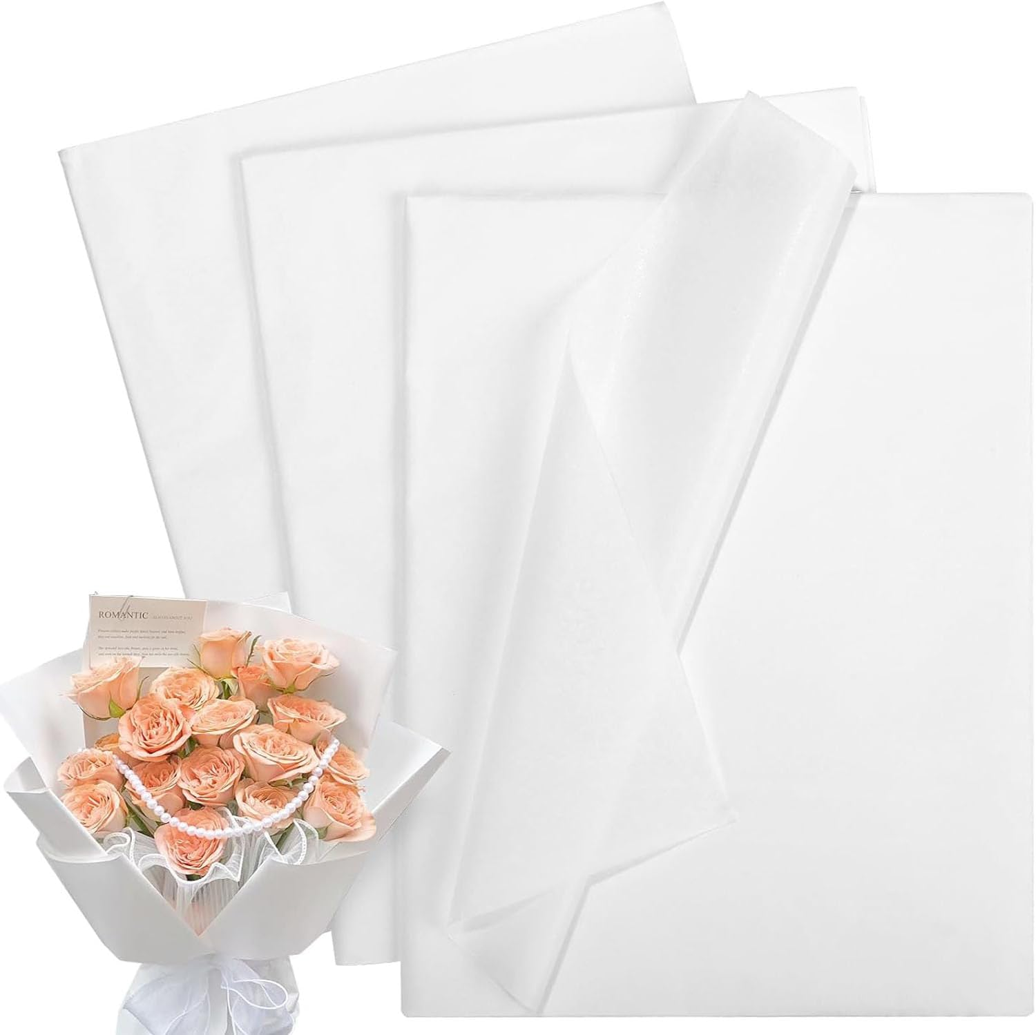 SAHENITEANA Tissue Paper for Gift Bags 60 Sheets Wrapping Tissue Paper Bulk 30 X 20 Inch White Packaging Paper for Gift Wrap Filler Flower Art Crafts DIY Birthday Wedding Decor, Baby Party (White) image number 5