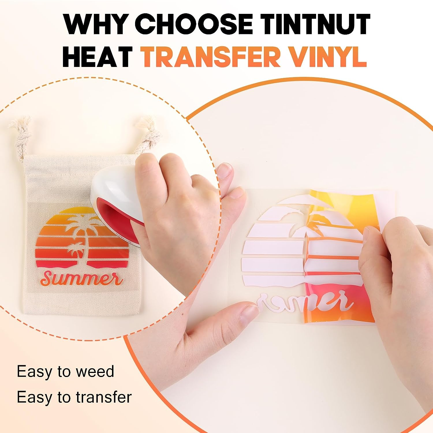 Tintnut Gradient HTV Heat Transfer Vinyl-8 Sheets 12 X 10 Inch Gradient Heat Transfer Vinyl Sunset HTV Vinyl Ombre HTV Iron-On-Vinyl for T-Shirts Compatible with Cricut & Cameo - Gradient-8Colors image number 5