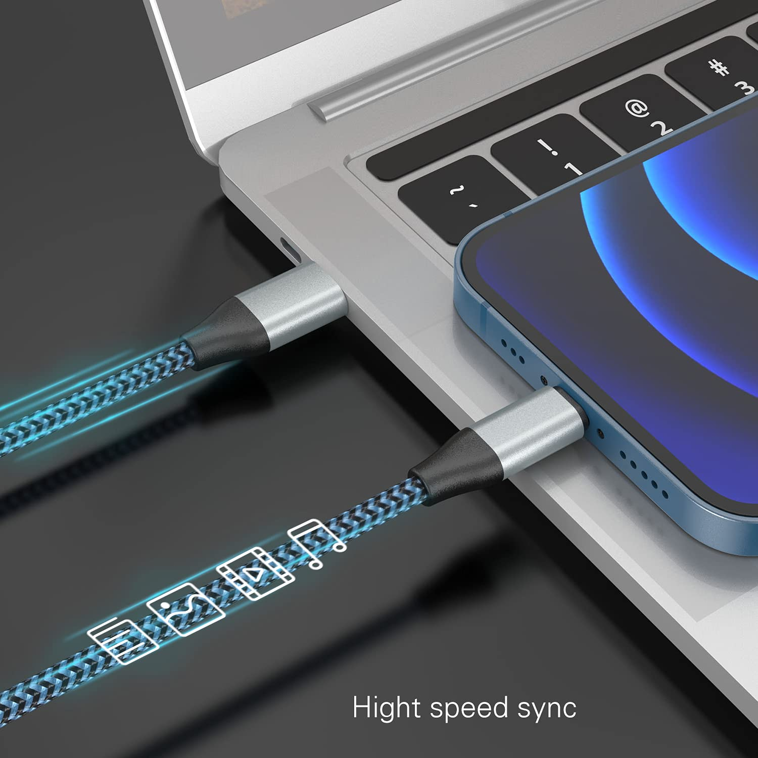 USB C to Lightning Cable, 10FT 2 Pack 20W Mfi Certified Iphone Fast Charger Sync Nylon Braided Type C Charging Cord Compatible with Iphone 12/12Pro/12Pro Max/11/11Pro/11Pro MAX/XS/XS MAX and More image number 4