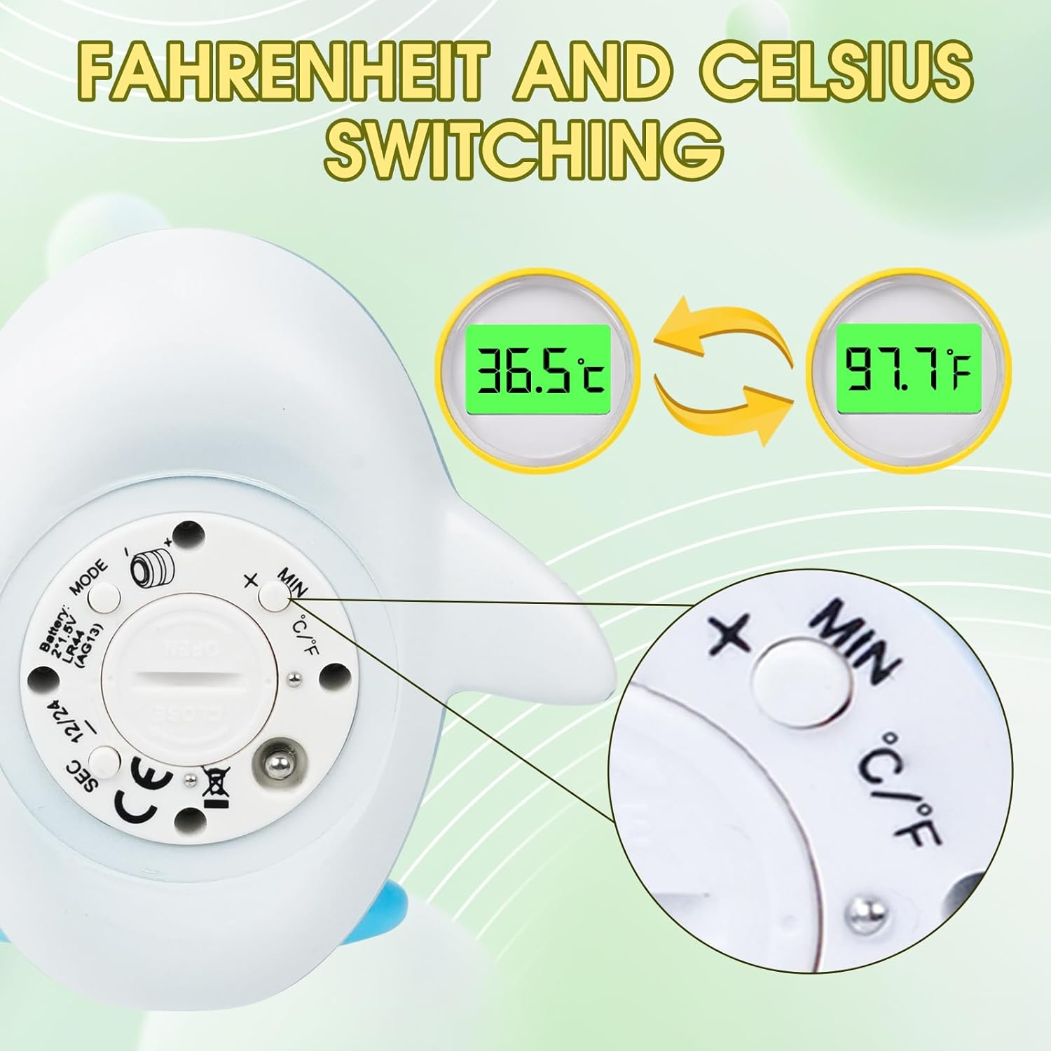 Baby Bath Thermometer, New Upgraded Digital Water Thermometer with 3 Color Backlight and Temperature Warning, Safe Bath Thermometer Floating Toy for Babies and Toddlers （Whales） image number 3