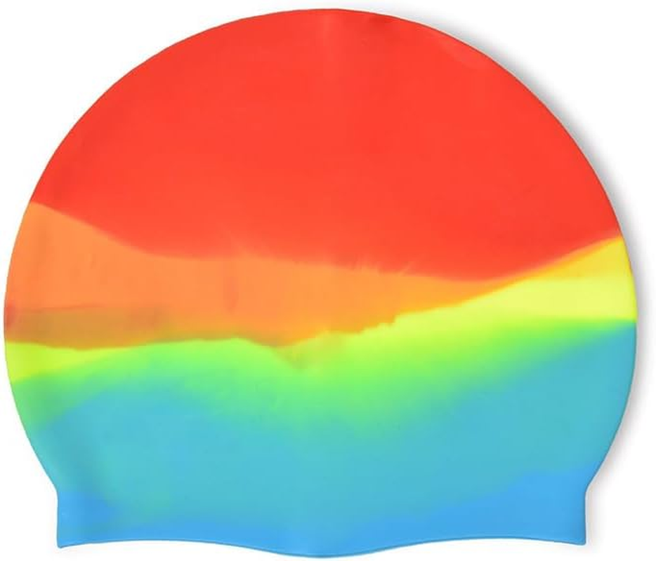 LERTREE 2 Pcs Silicone Swimming Cap for Adults Unisex Flexible Swim Hats Bright Colour Swimming Cap for Men and Women Beach Pool Wear image number 3